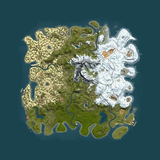 Rust map seed 1624351057, 5000x5000m top-down preview