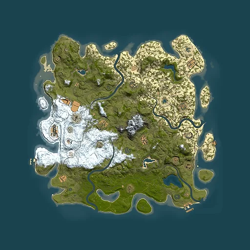 Rust map seed 1060854443, 5000x5000m top-down preview