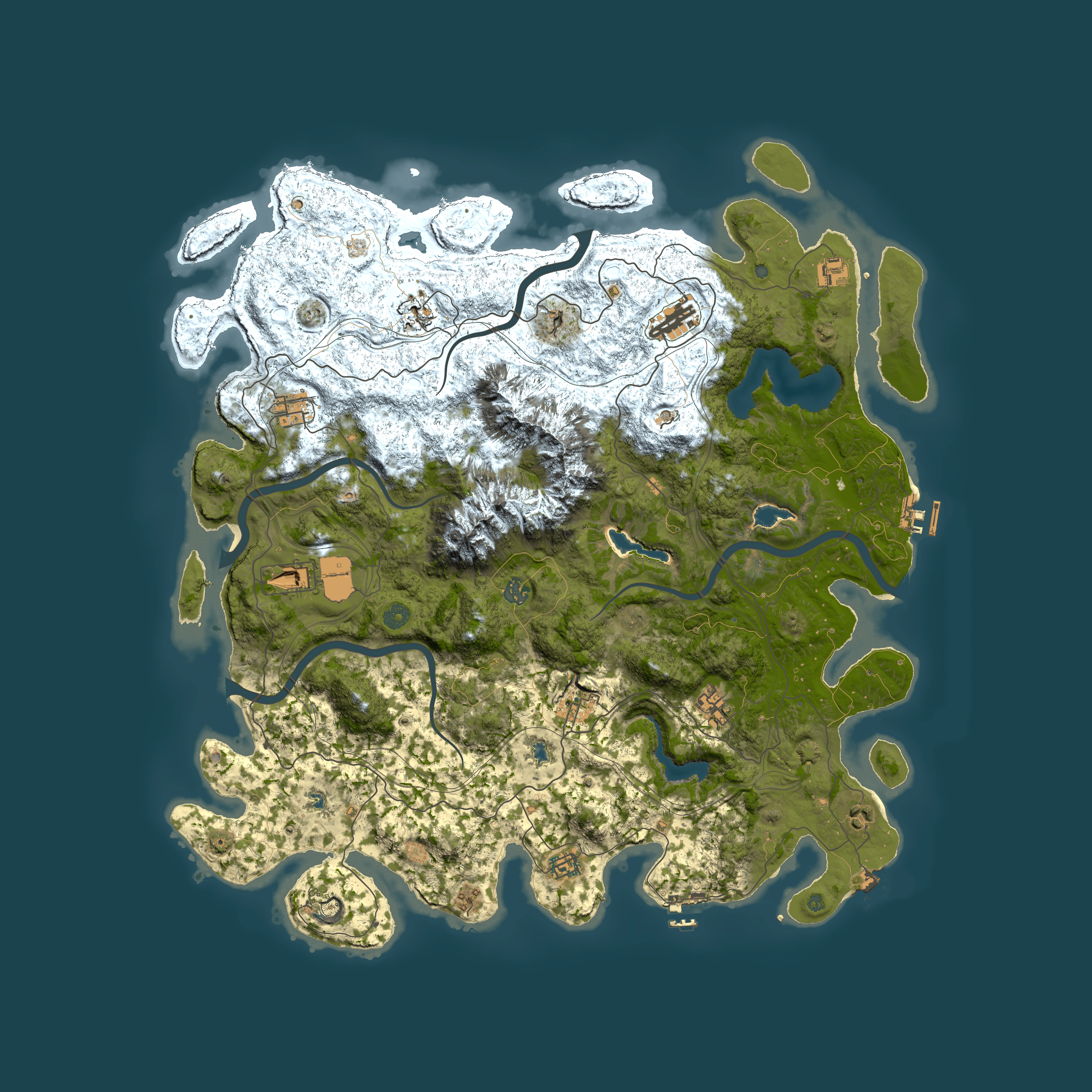 Full top-down render of Rust map seed 1343301161, 5000x5000m