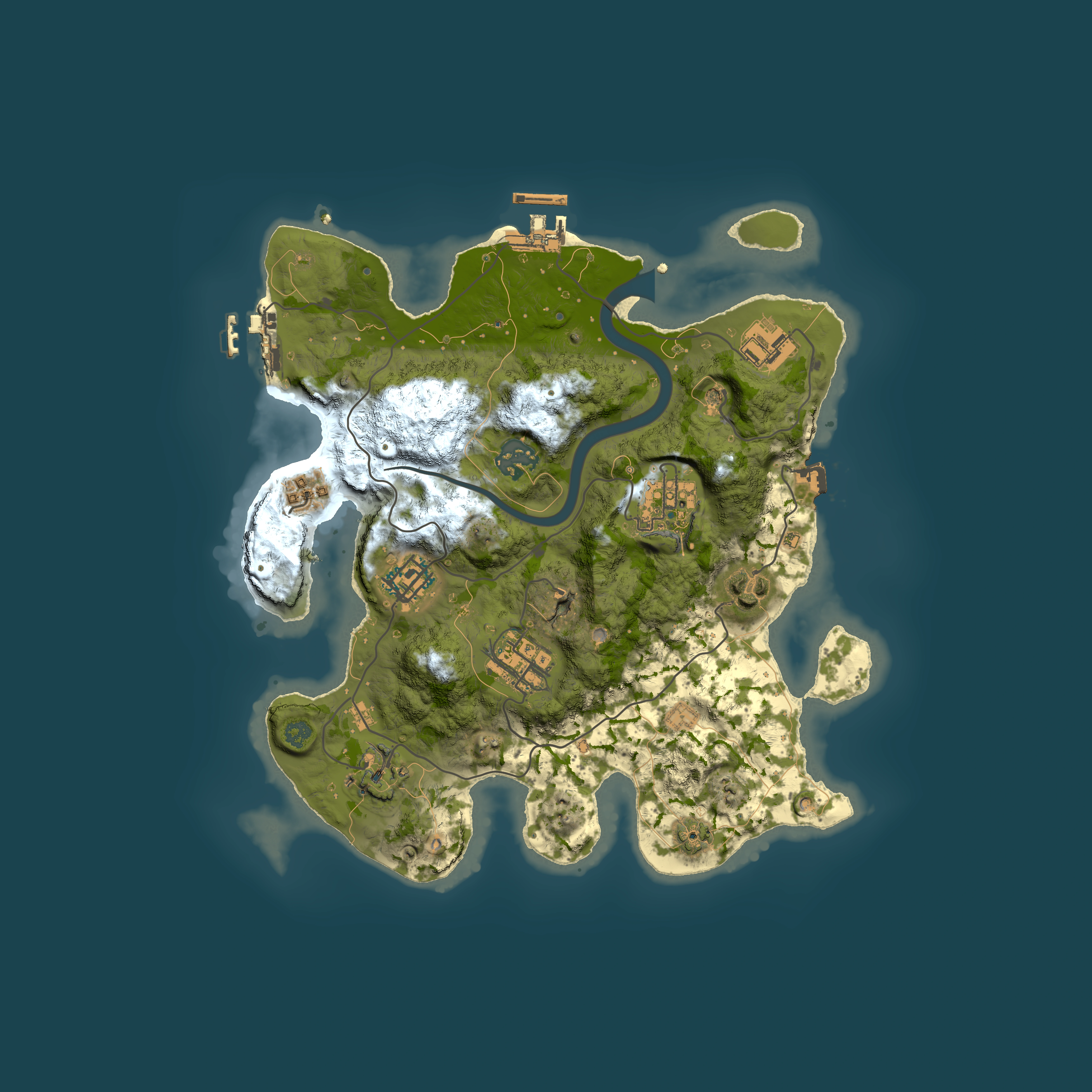 Full top-down render of Rust map seed 2129511146, 3000x3000m