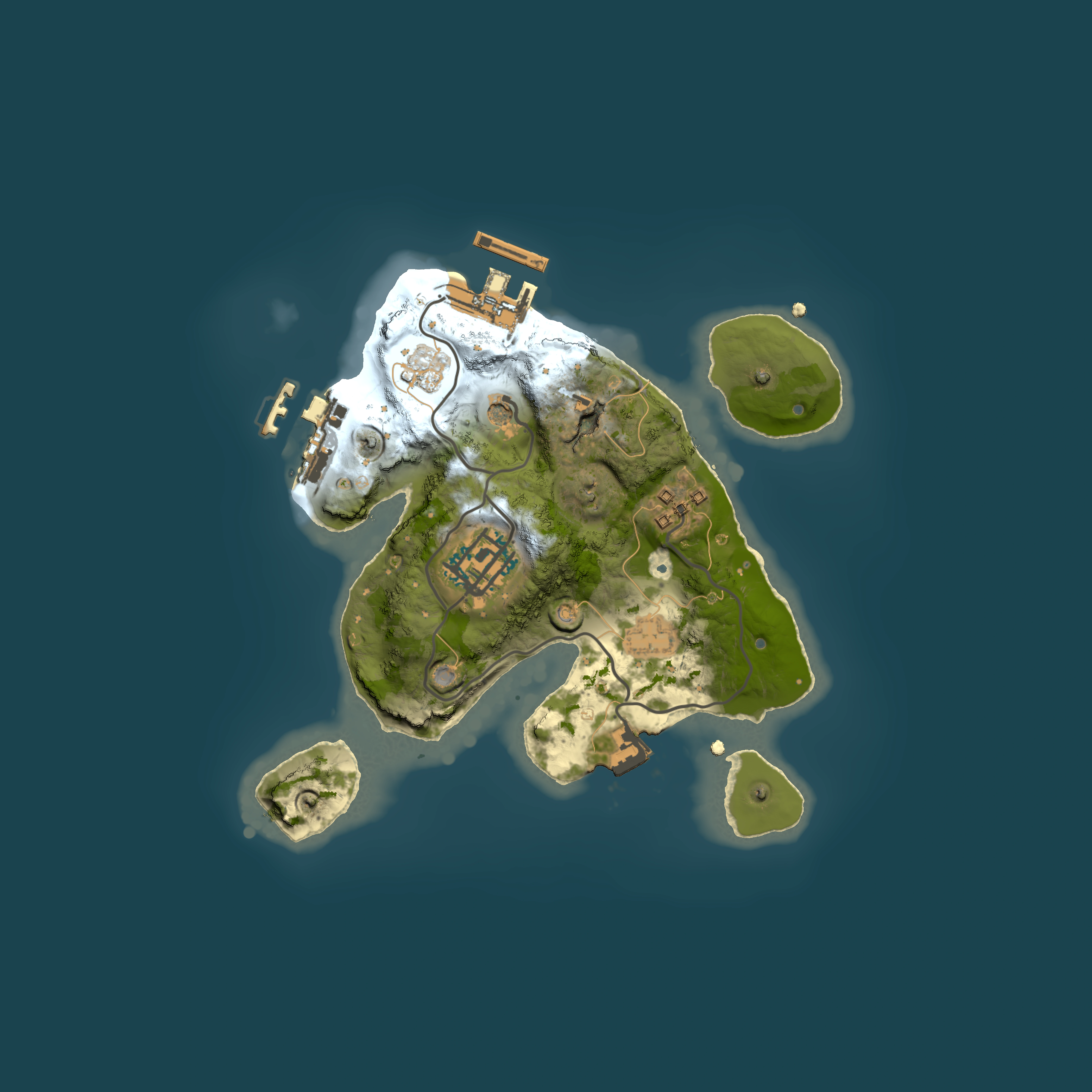 Full top-down render of Rust map seed 685086255, 2000x2000m