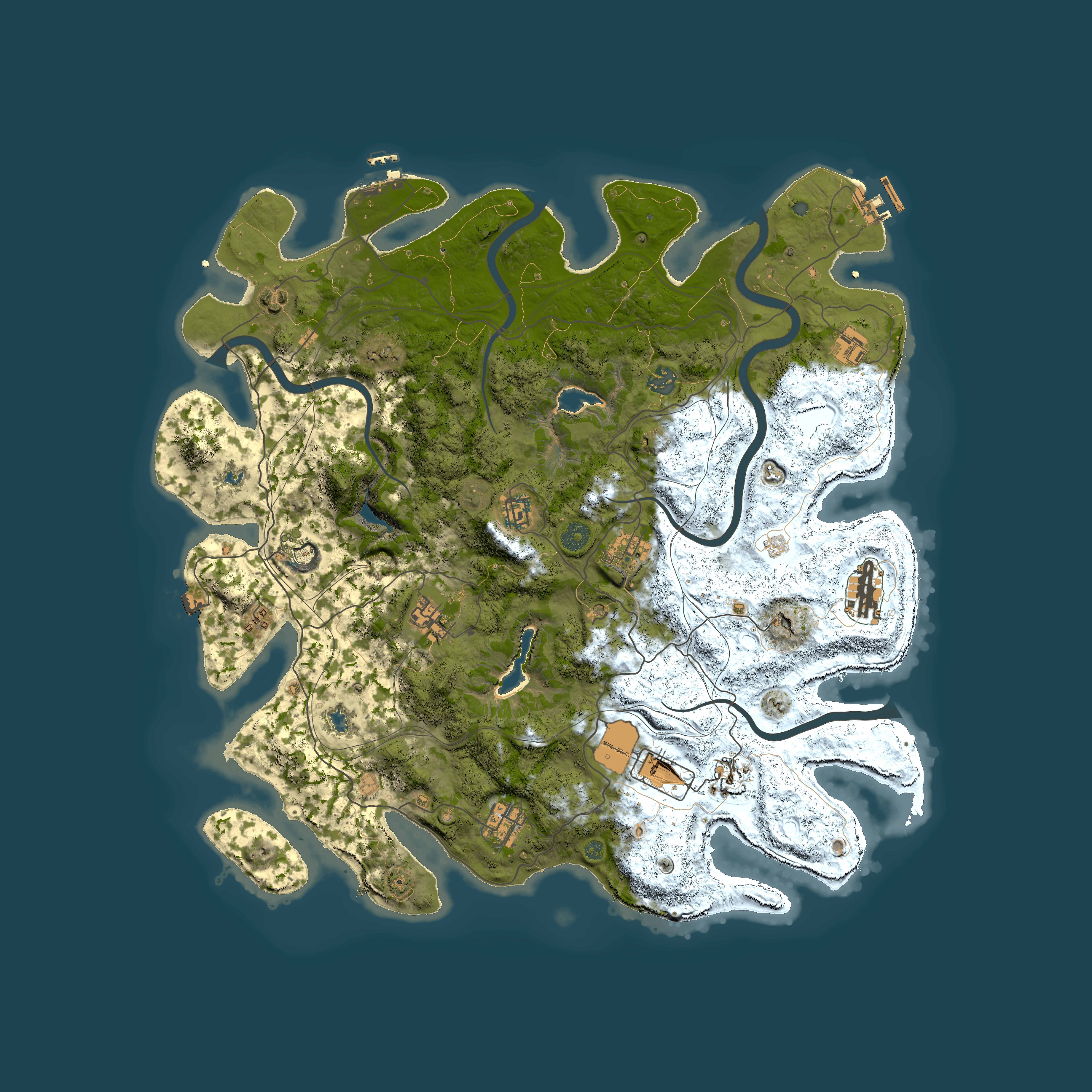 Full top-down render of Rust map seed 1988401638, 4500x4500m