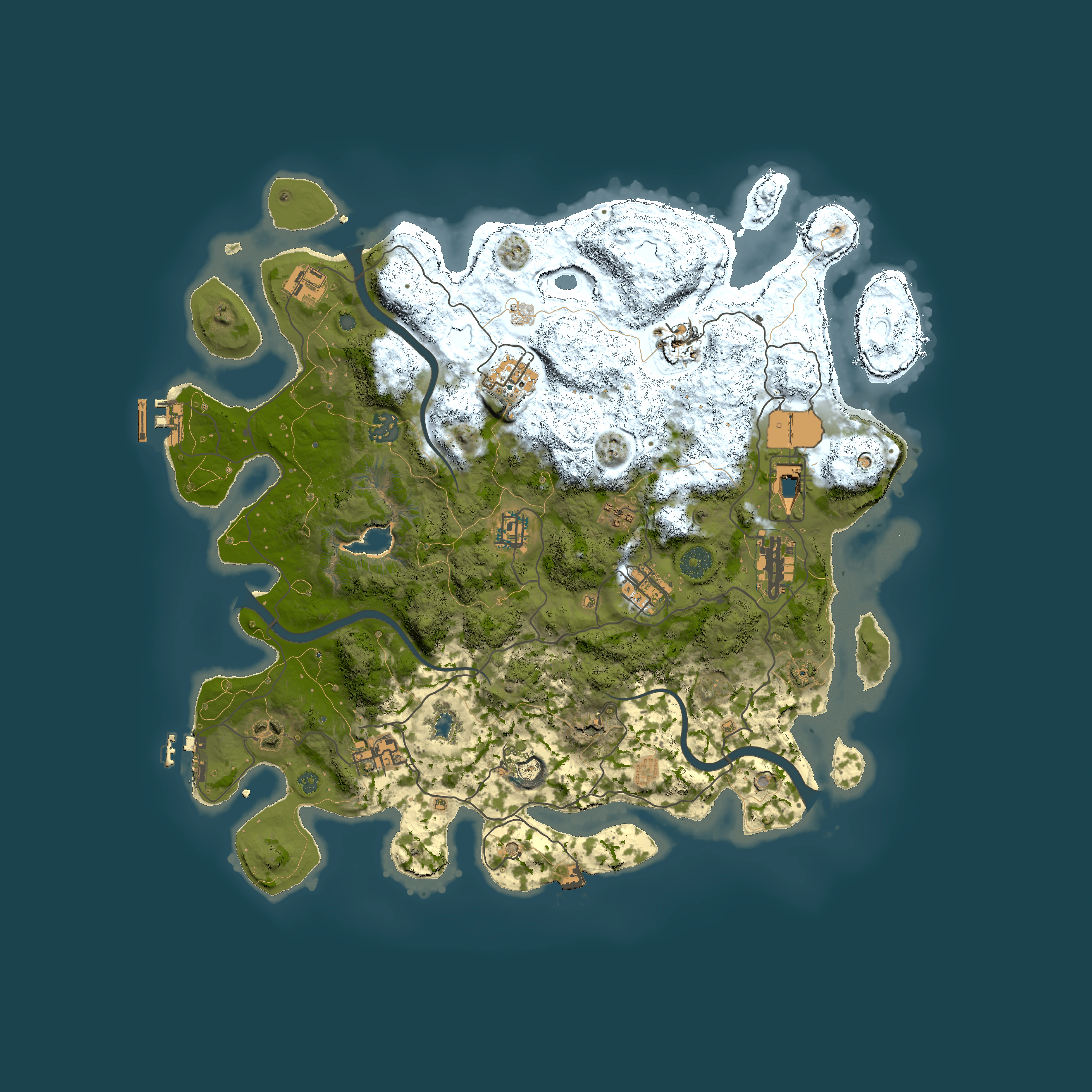 Full top-down render of Rust map seed 1463859367, 4000x4000m