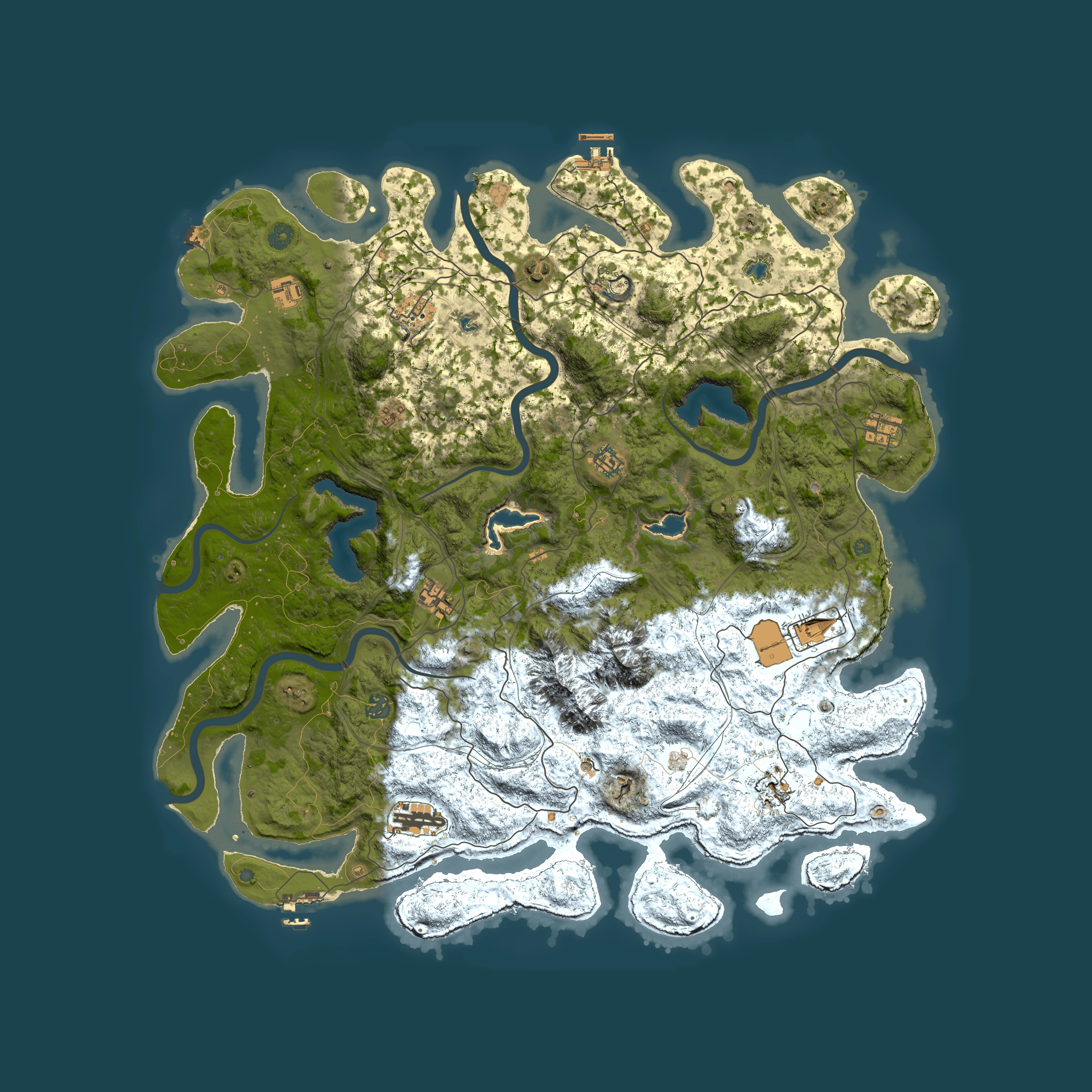 Full top-down render of Rust map seed 280493224, 5000x5000m