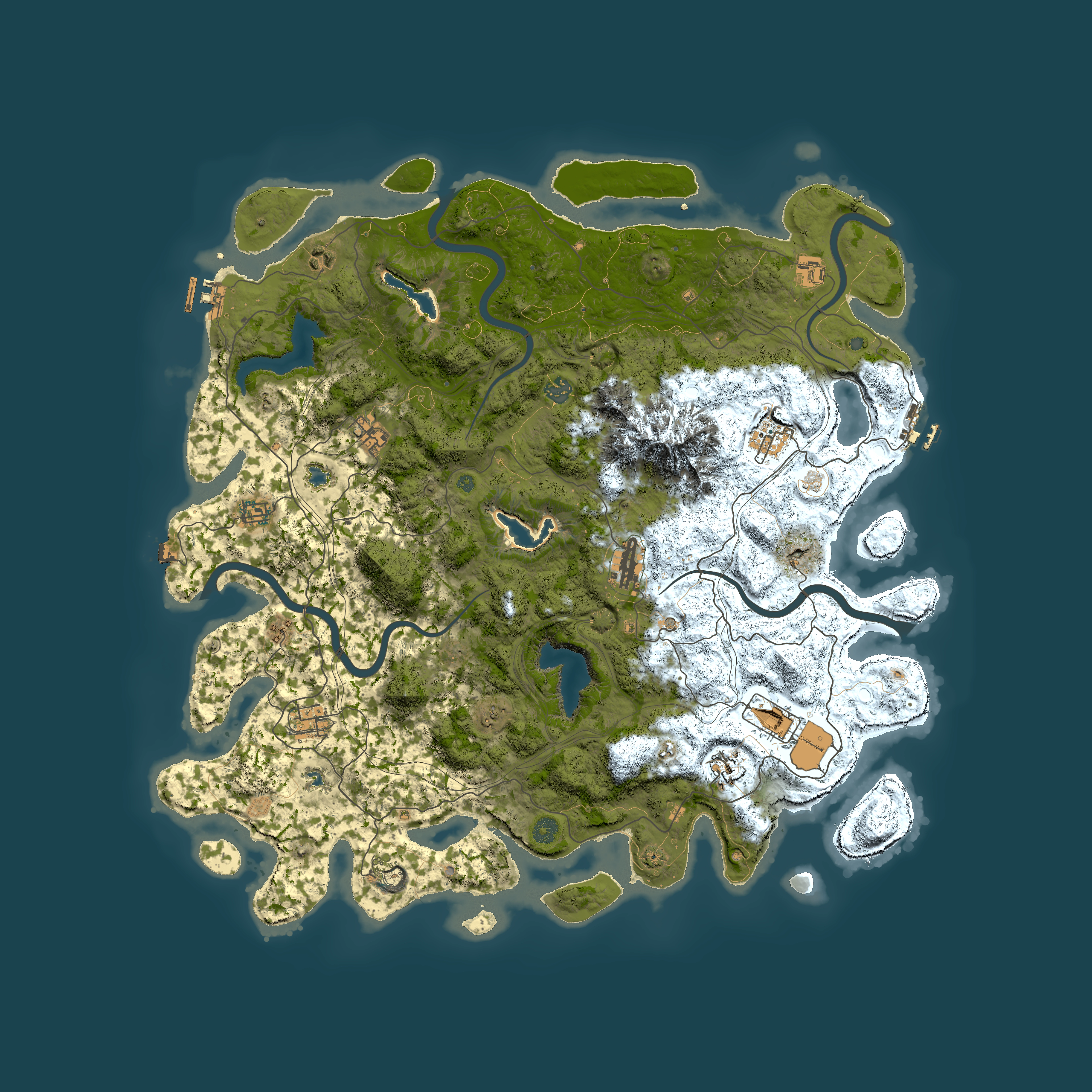 Full top-down render of Rust map seed 284850876, 5000x5000m