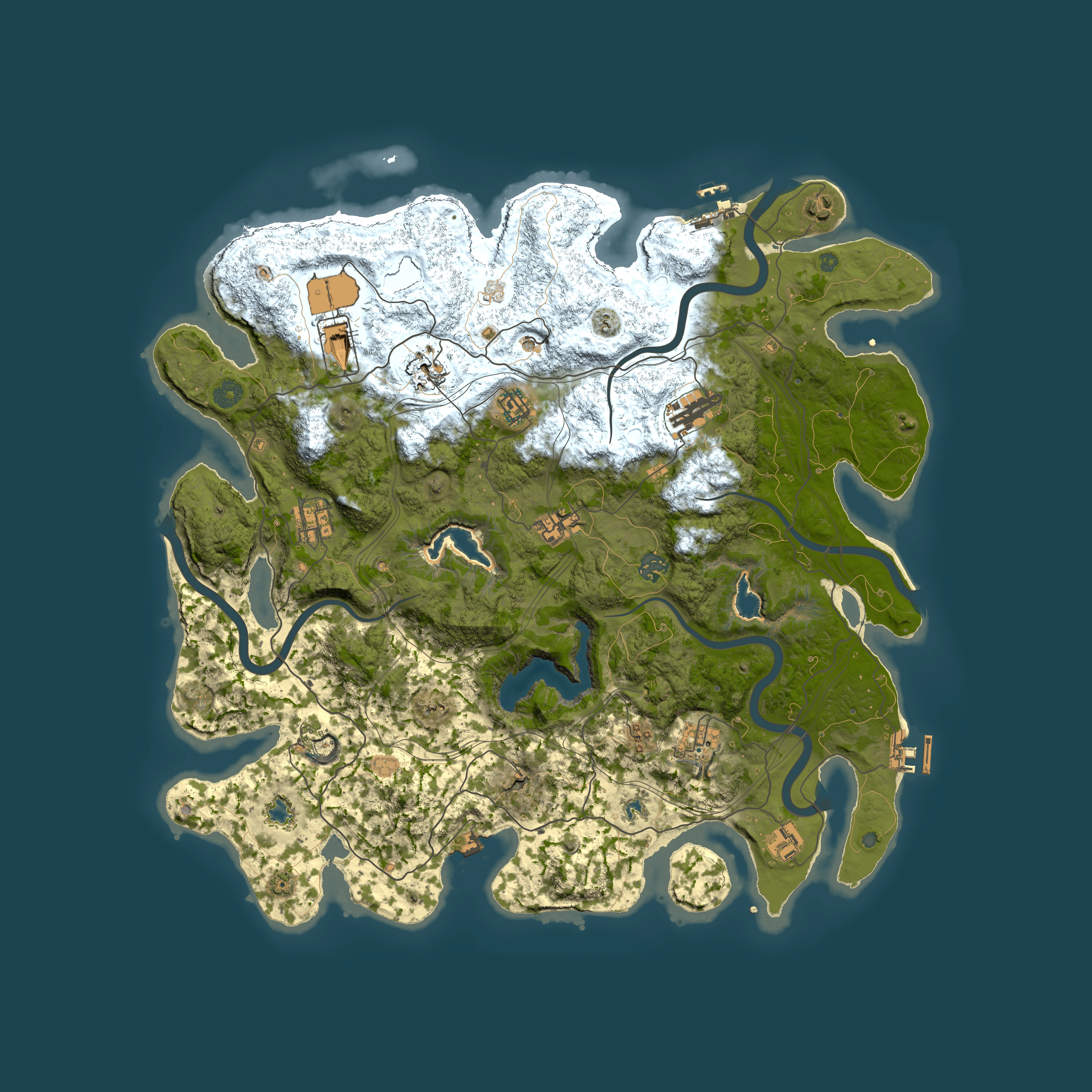 Full top-down render of Rust map seed 1977648030, 4500x4500m