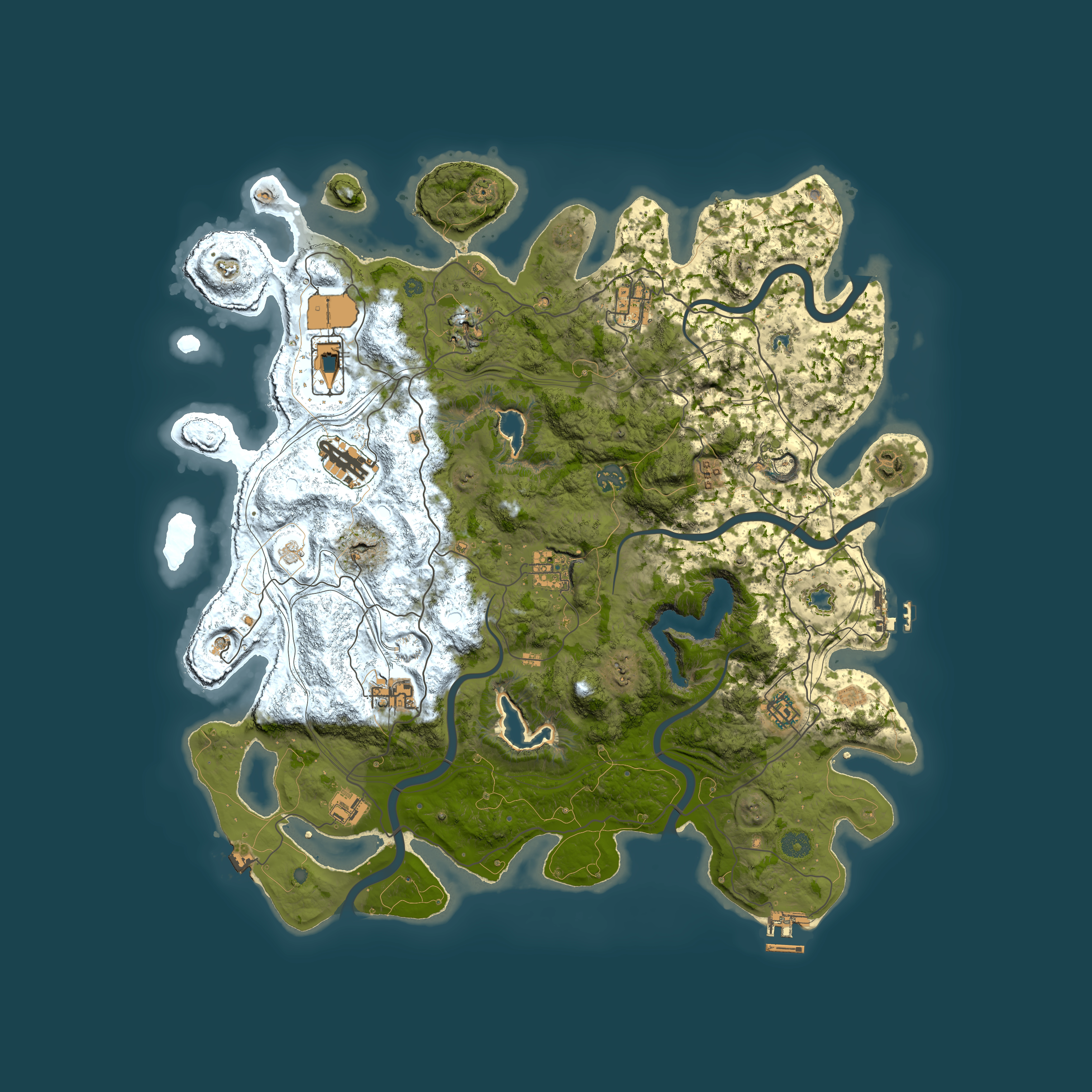 Full top-down render of Rust map seed 200136800, 4500x4500m