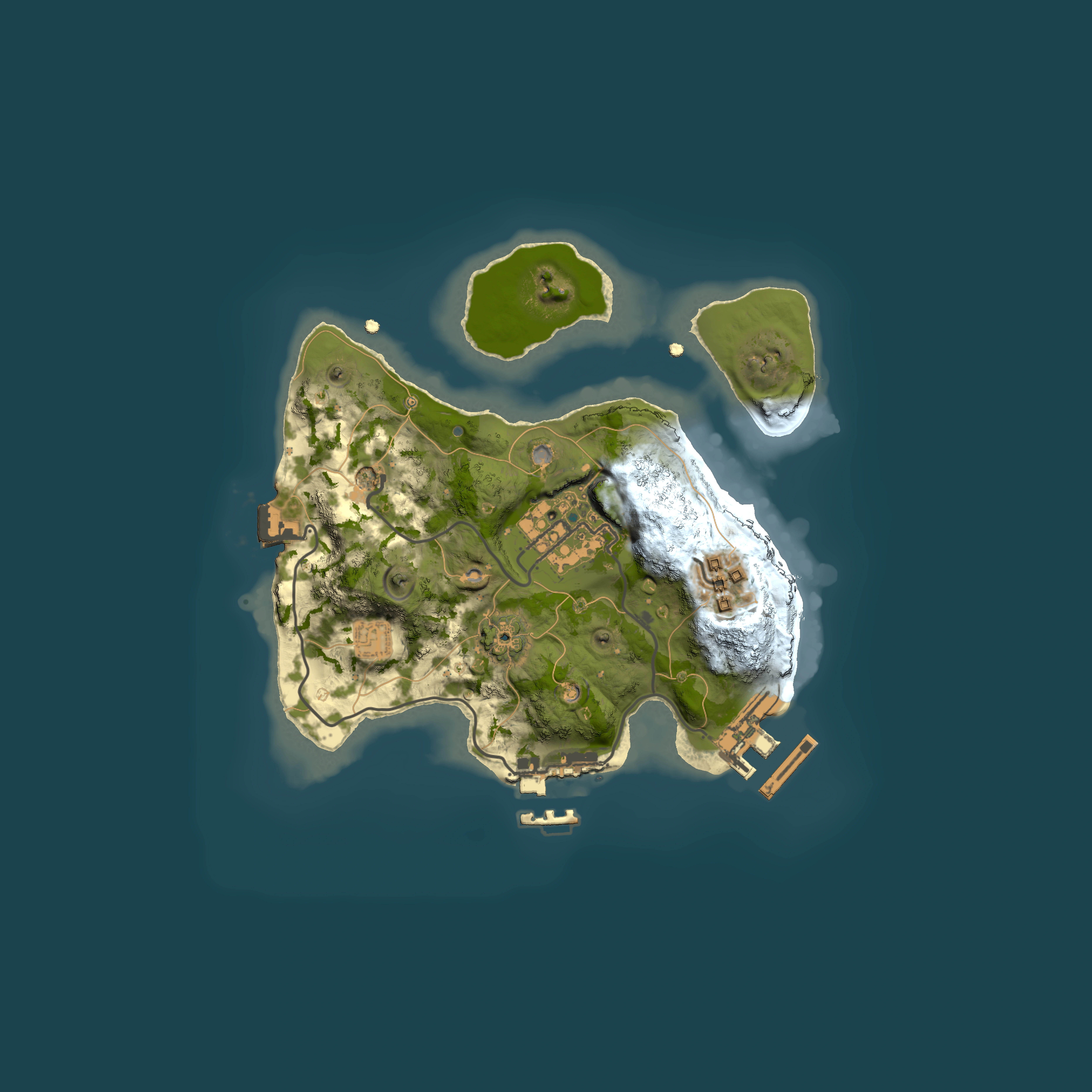 Full top-down render of Rust map seed 1014687258, 2000x2000m