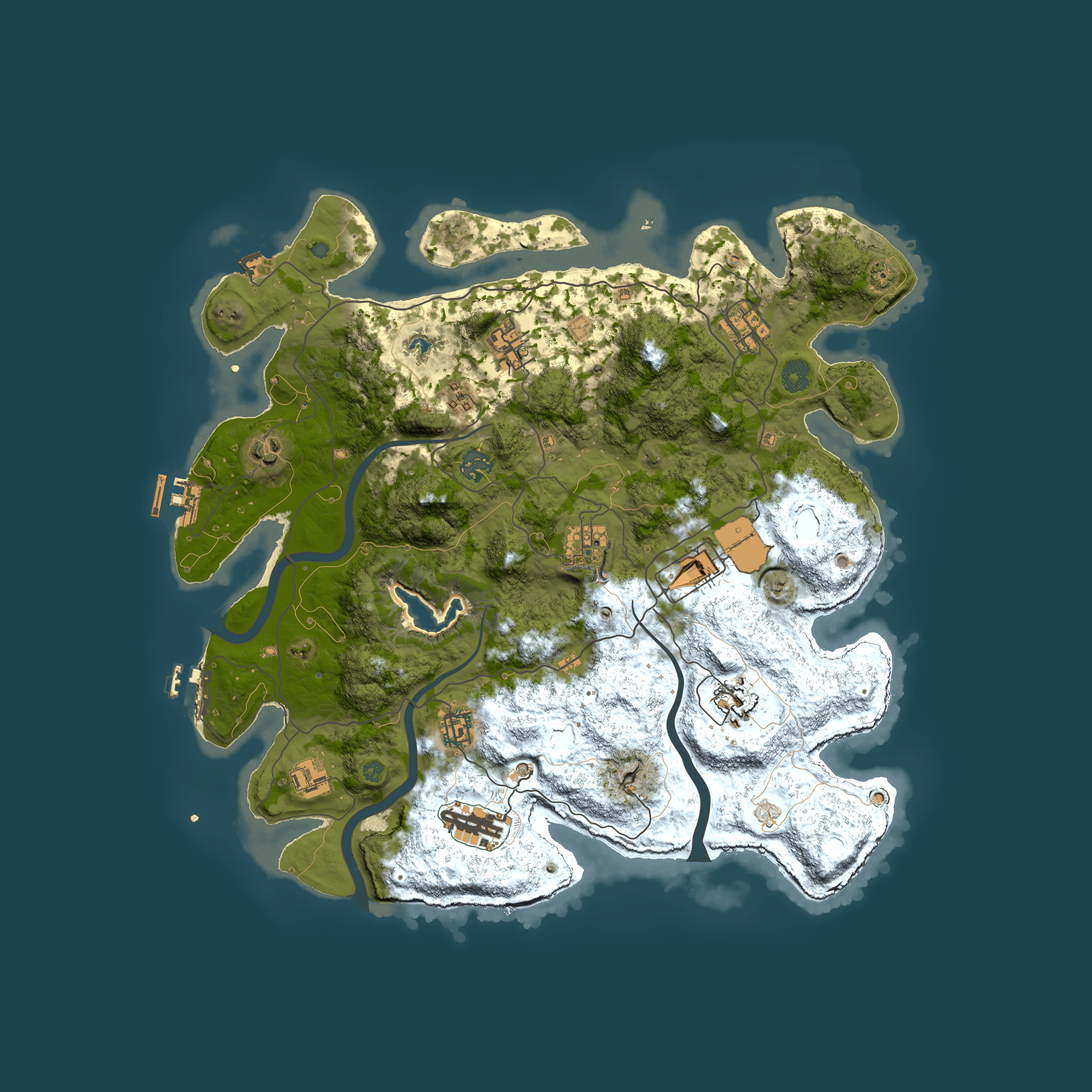 Full top-down render of Rust map seed 1723166241, 4000x4000m