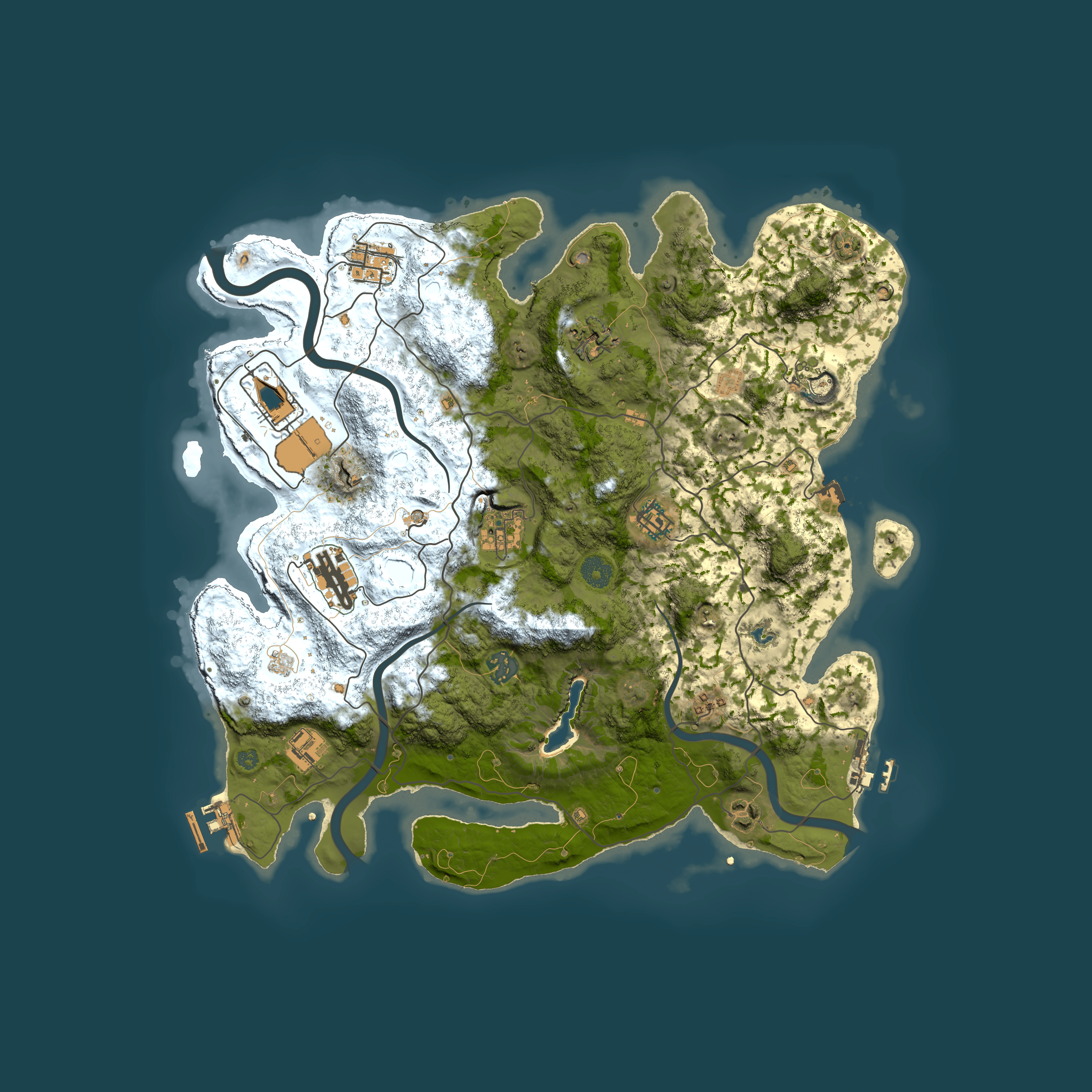 Full top-down render of Rust map seed 1564959149, 4000x4000m