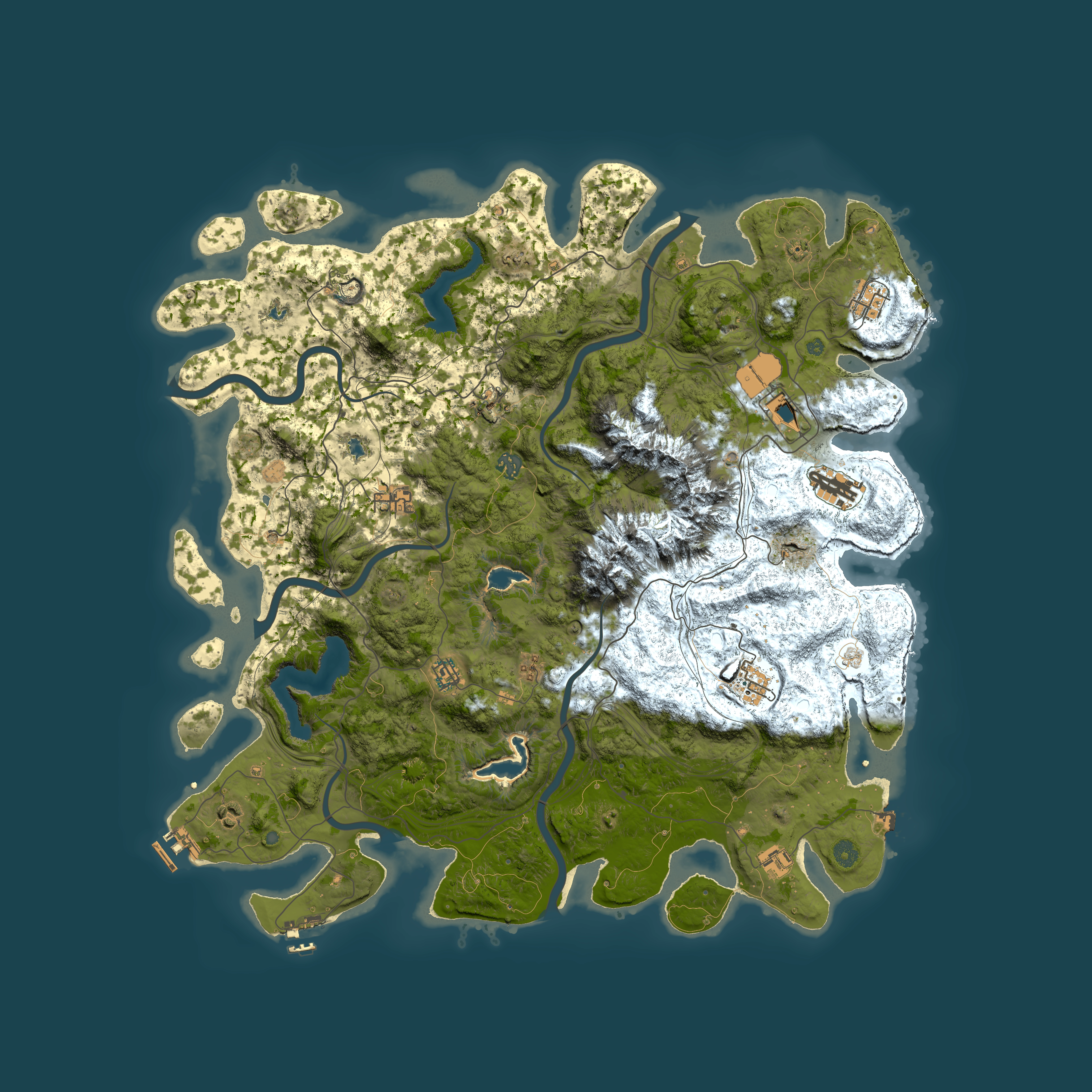 Full top-down render of Rust map seed 1577697267, 5000x5000m