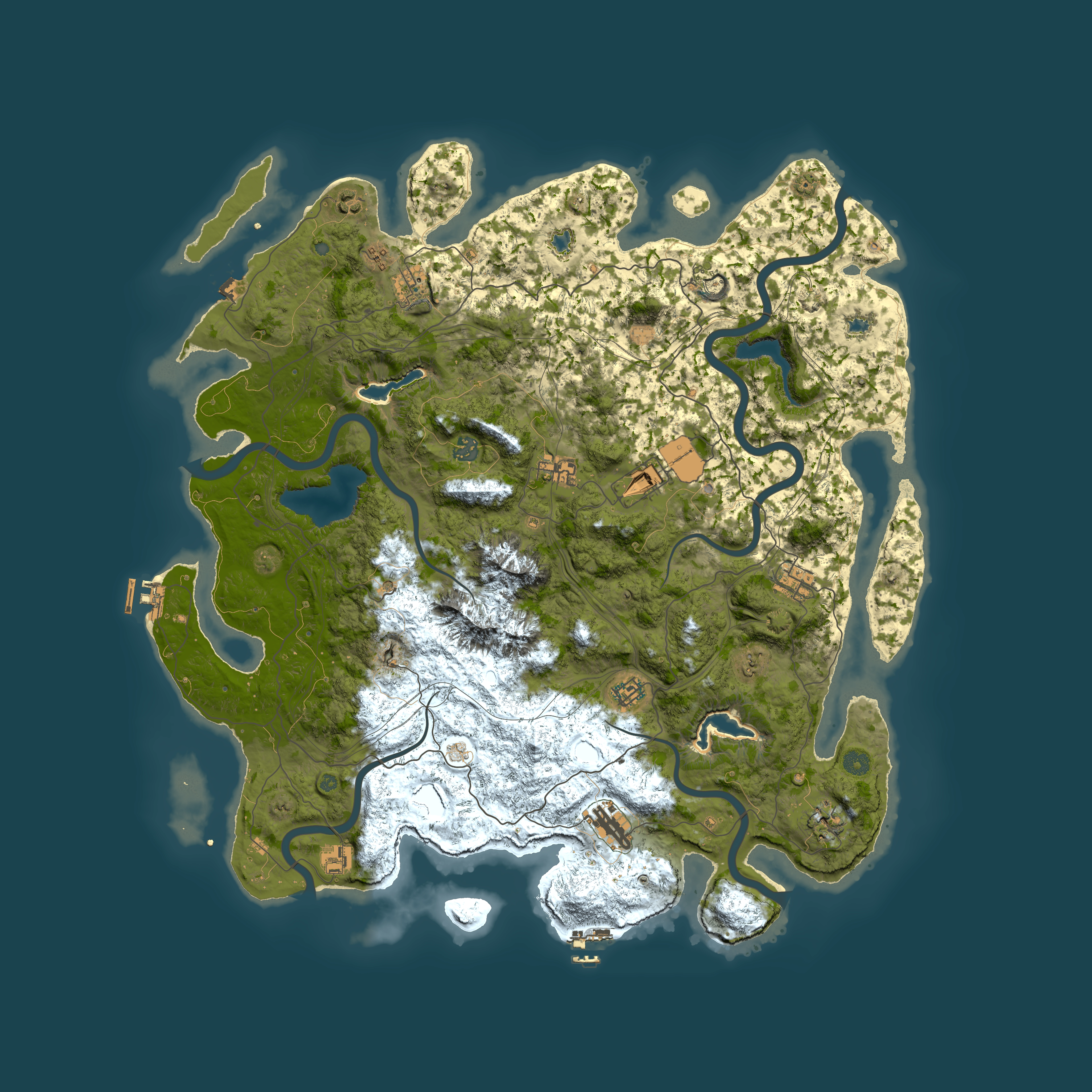 Full top-down render of Rust map seed 1917454003, 5000x5000m
