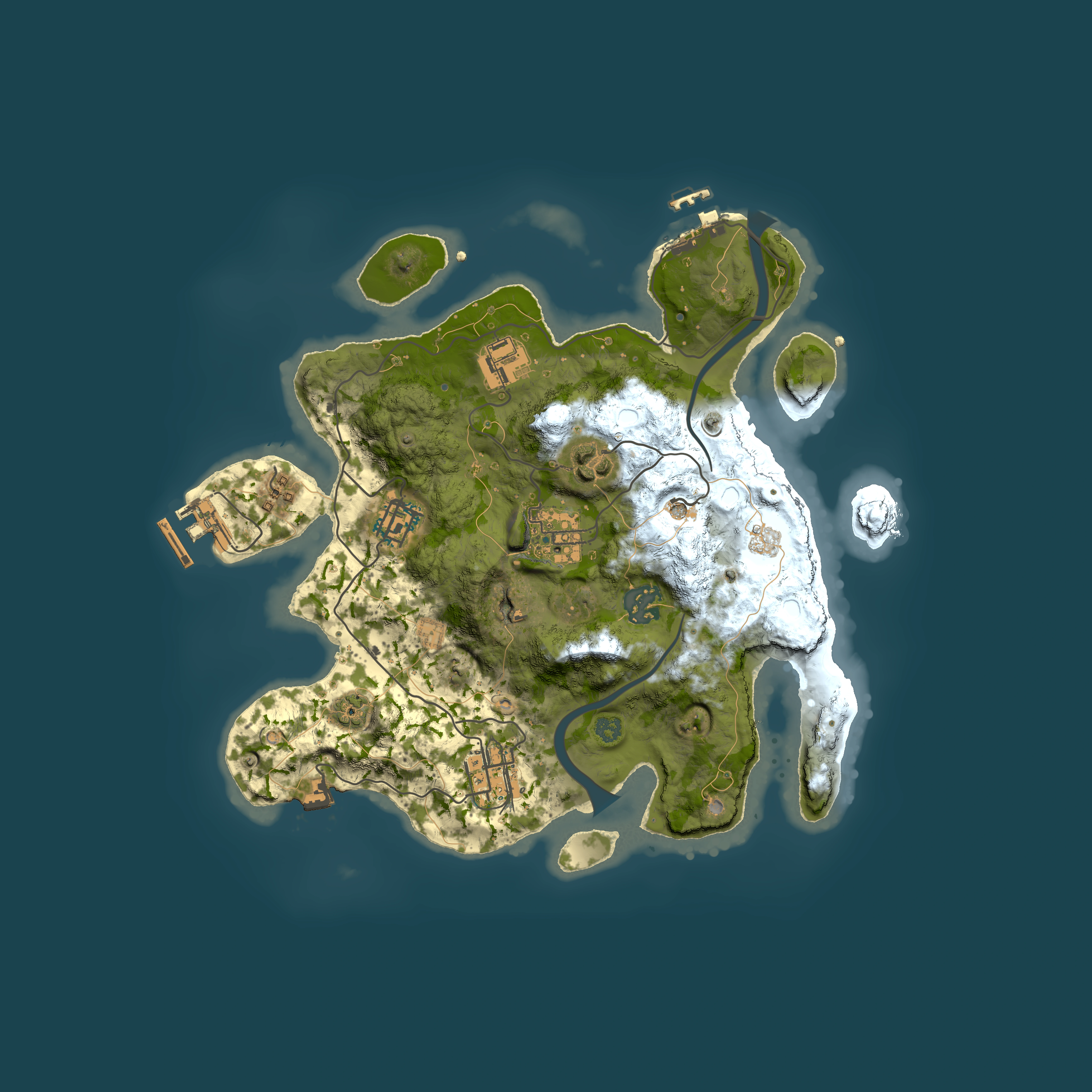 Full top-down render of Rust map seed 1016955647, 3000x3000m
