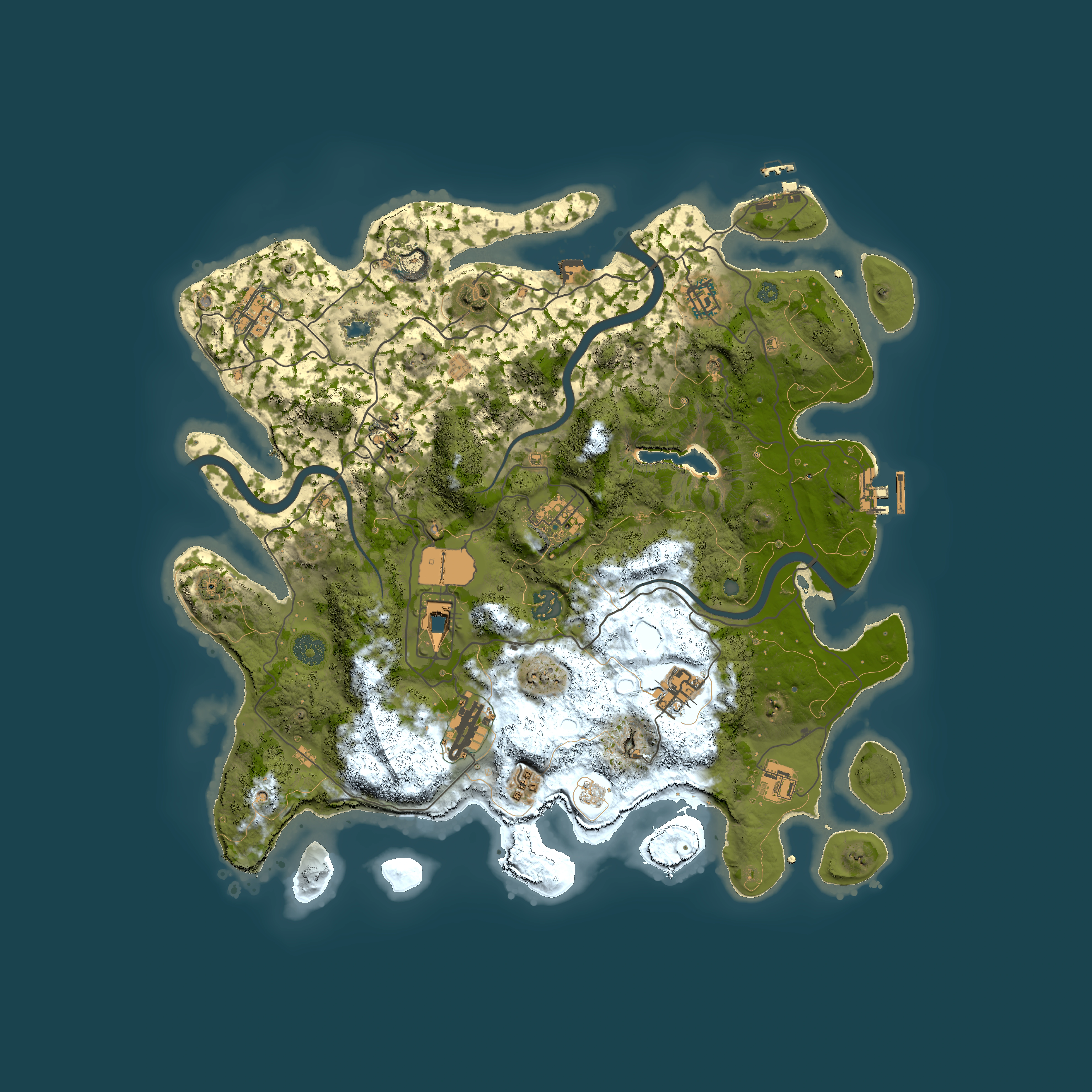 Full top-down render of Rust map seed 1020608784, 4000x4000m