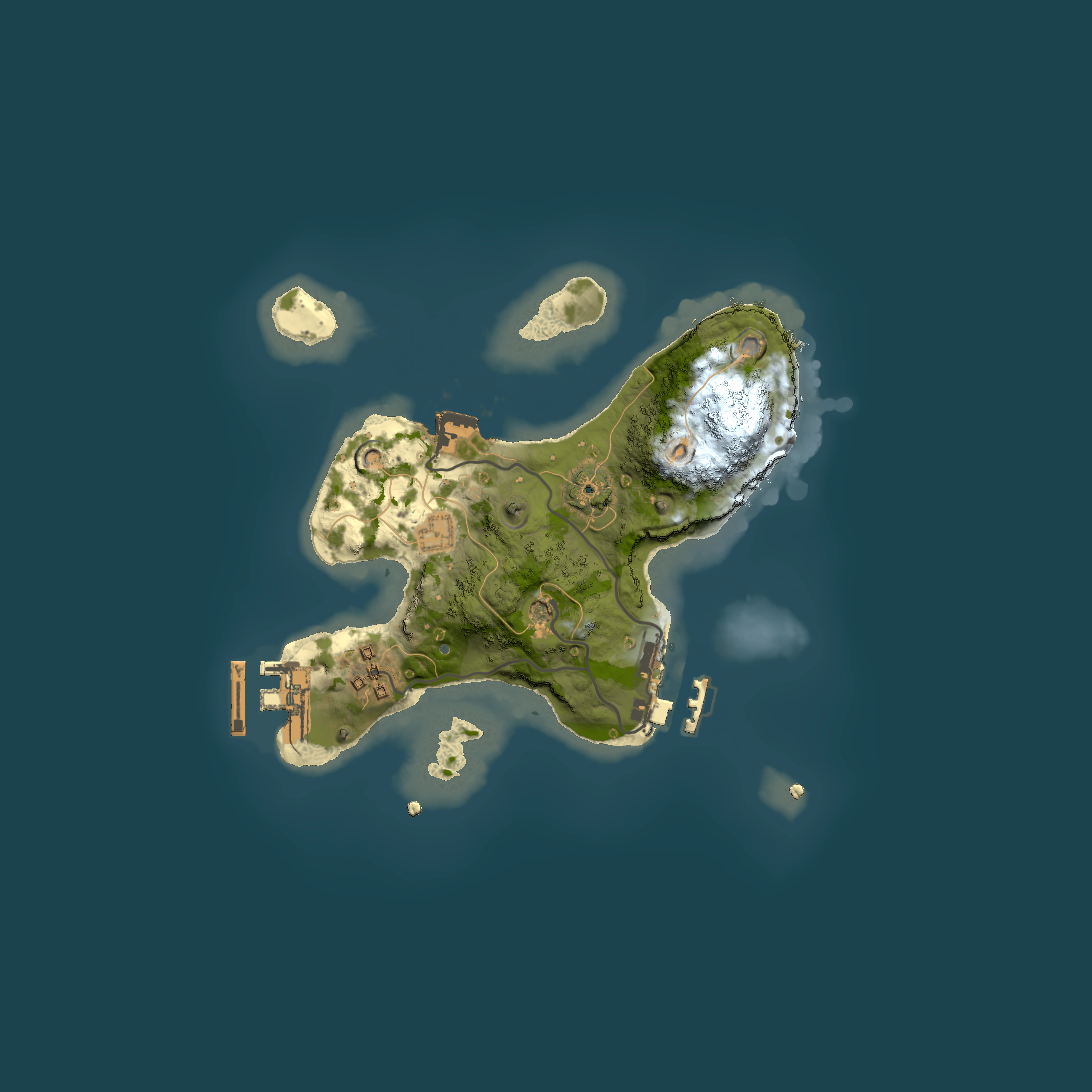 Full top-down render of Rust map seed 150428427, 2000x2000m