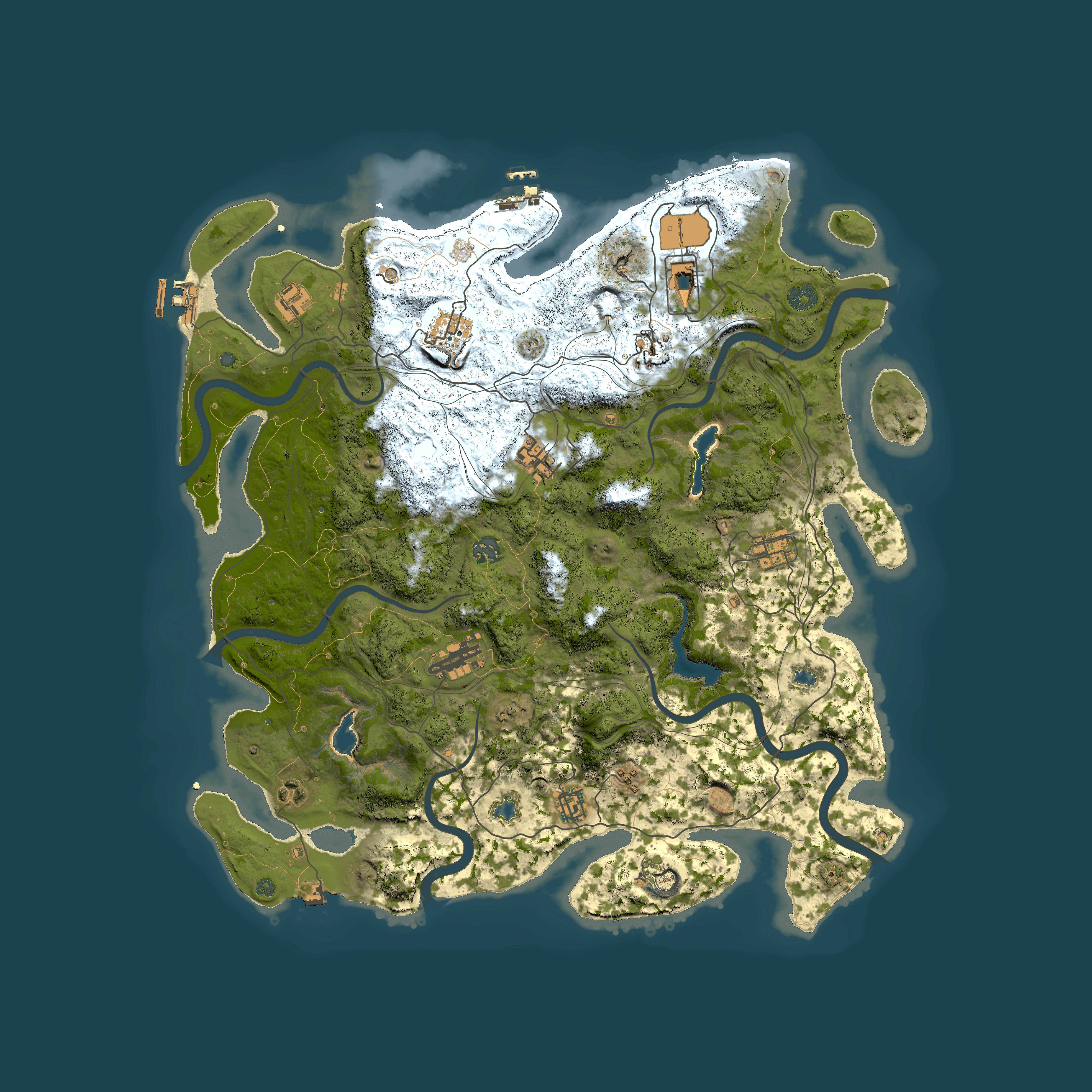 Full top-down render of Rust map seed 1556025862, 4500x4500m
