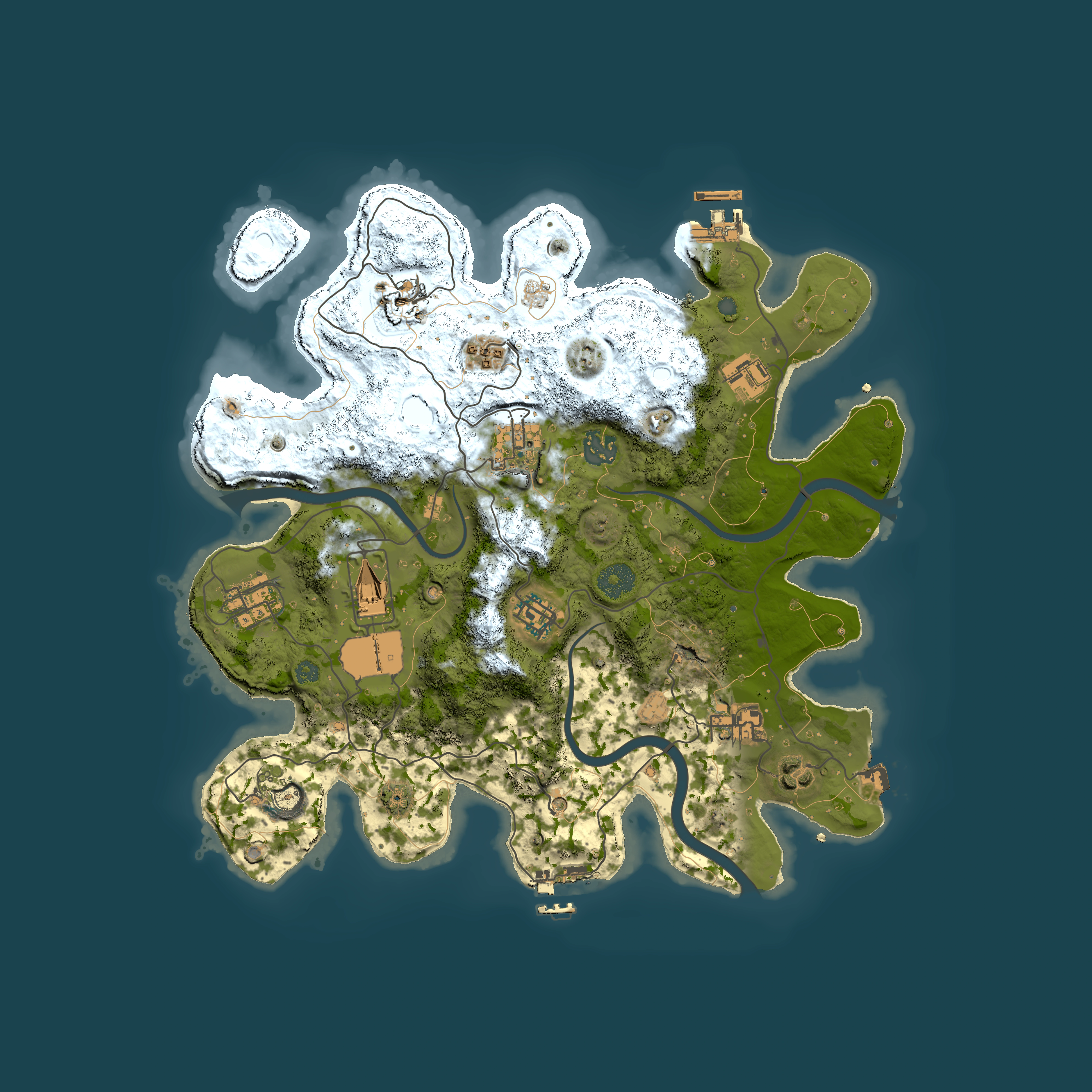 Full top-down render of Rust map seed 1484879420, 3500x3500m