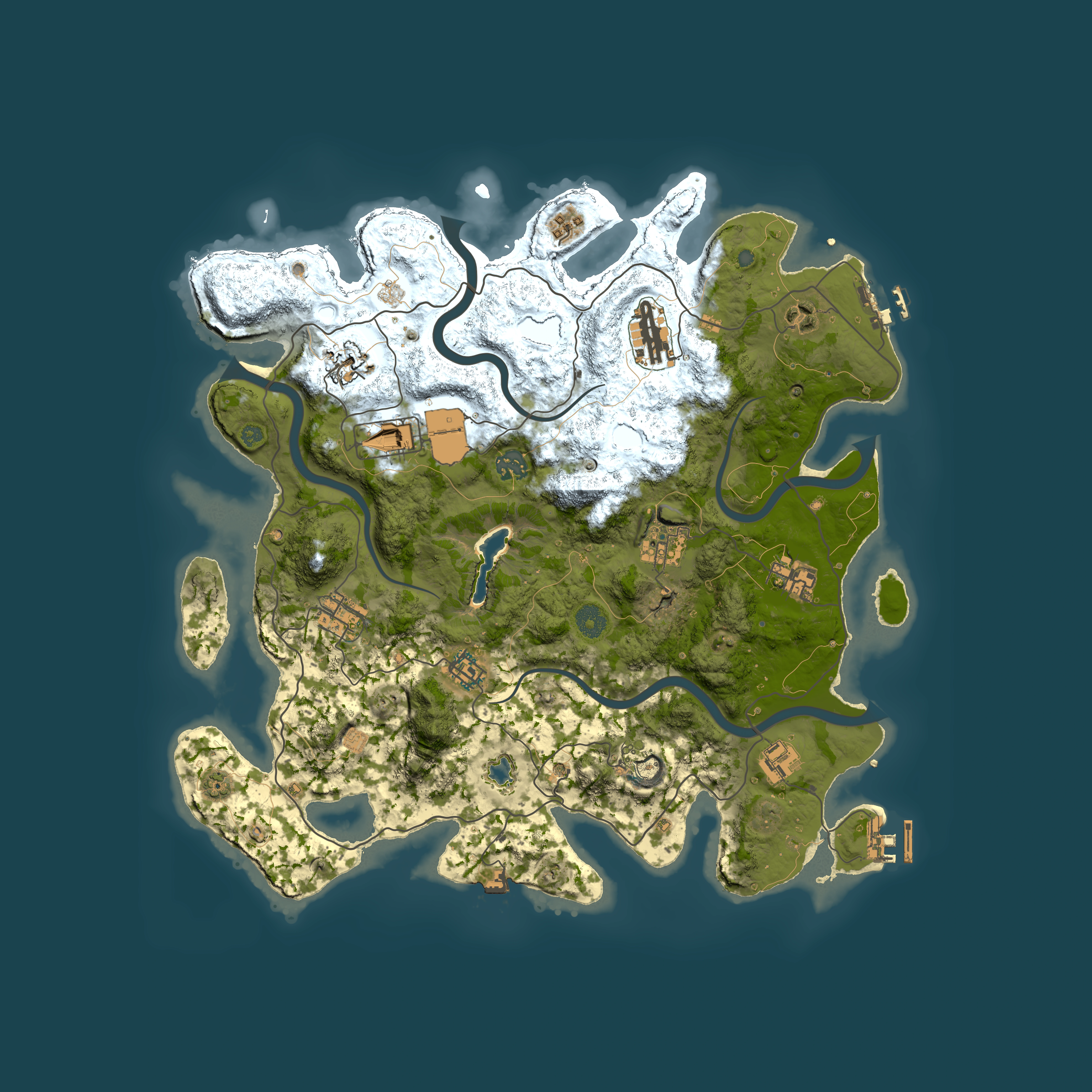 Full top-down render of Rust map seed 913869443, 4000x4000m