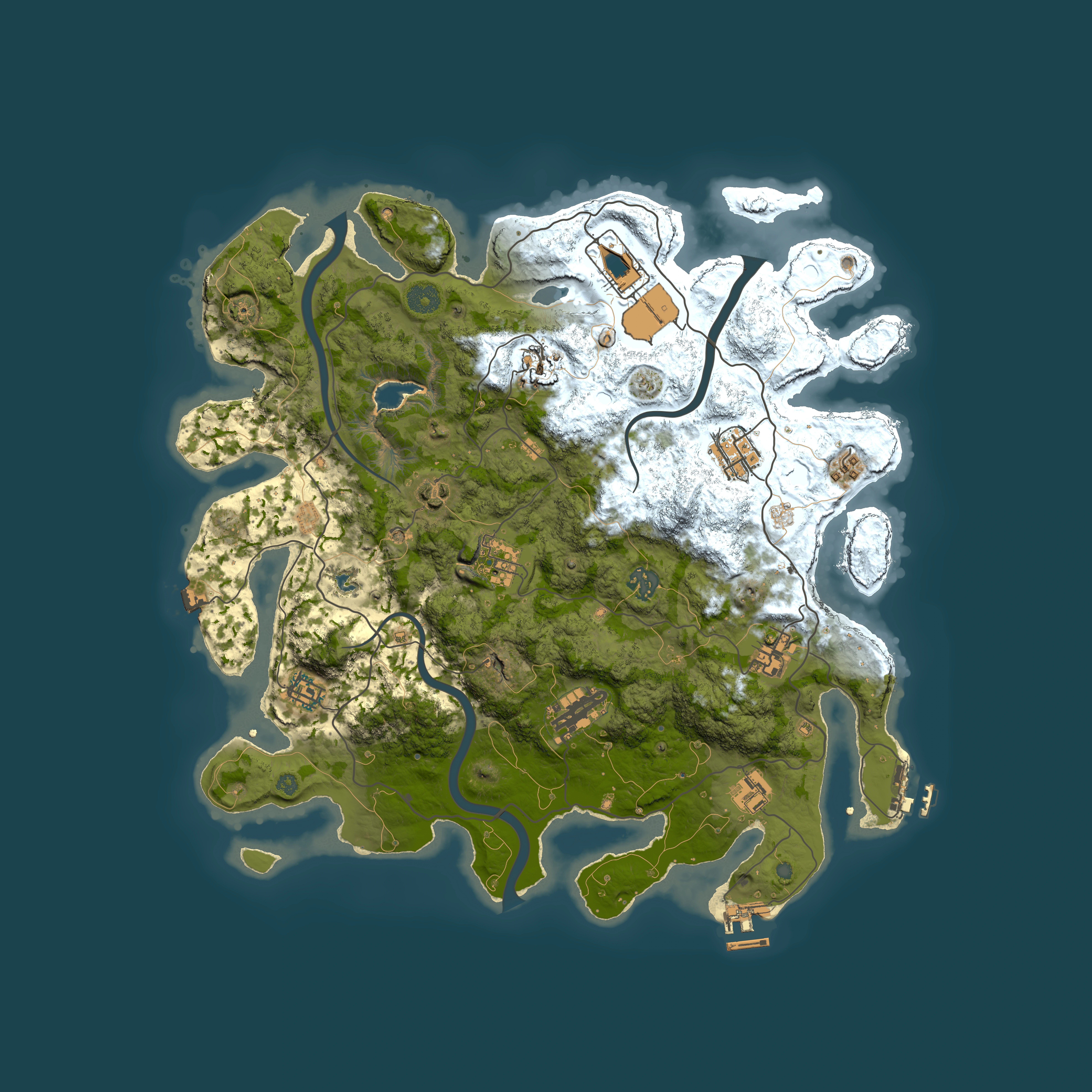 Full top-down render of Rust map seed 889111055, 4000x4000m