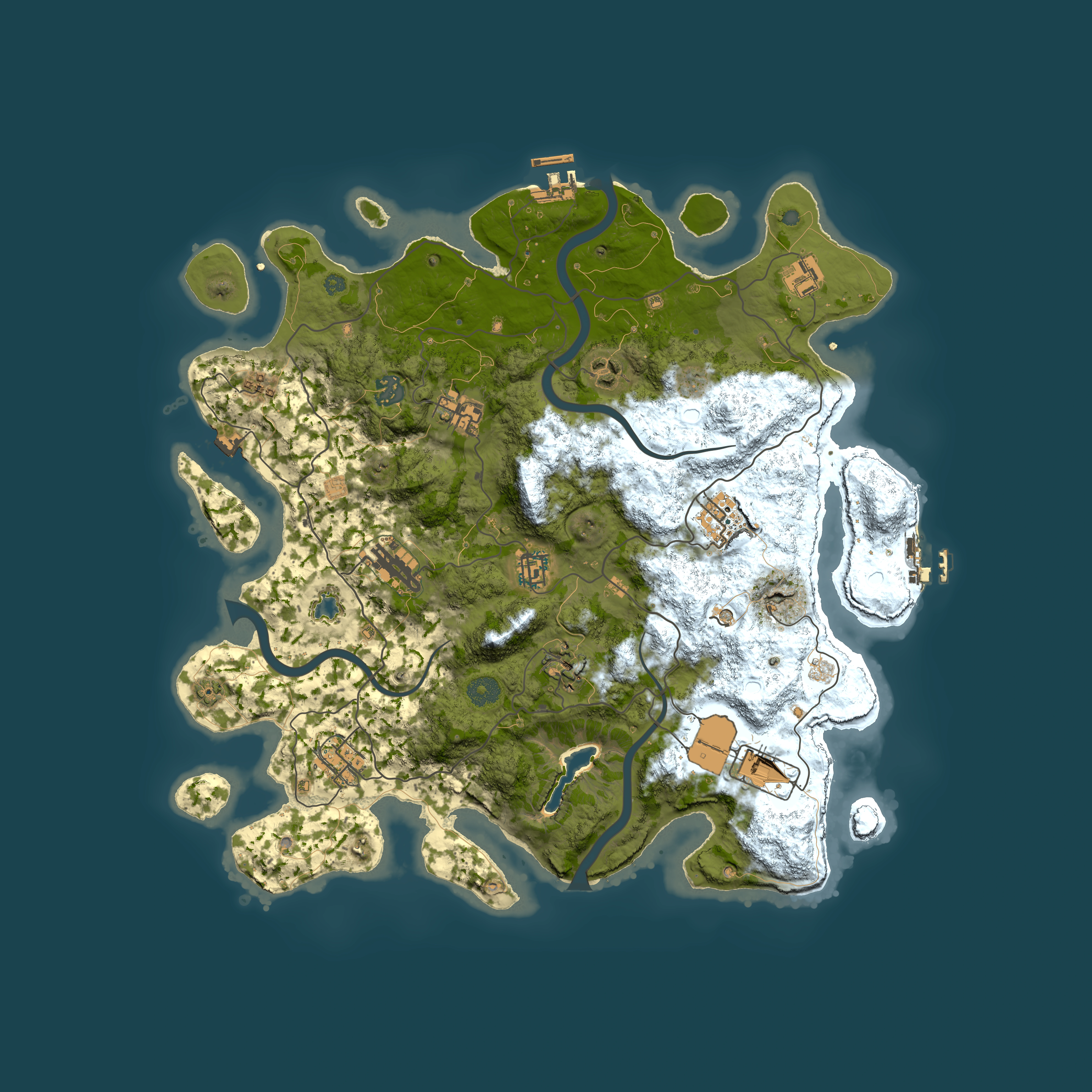 Full top-down render of Rust map seed 394498477, 4000x4000m
