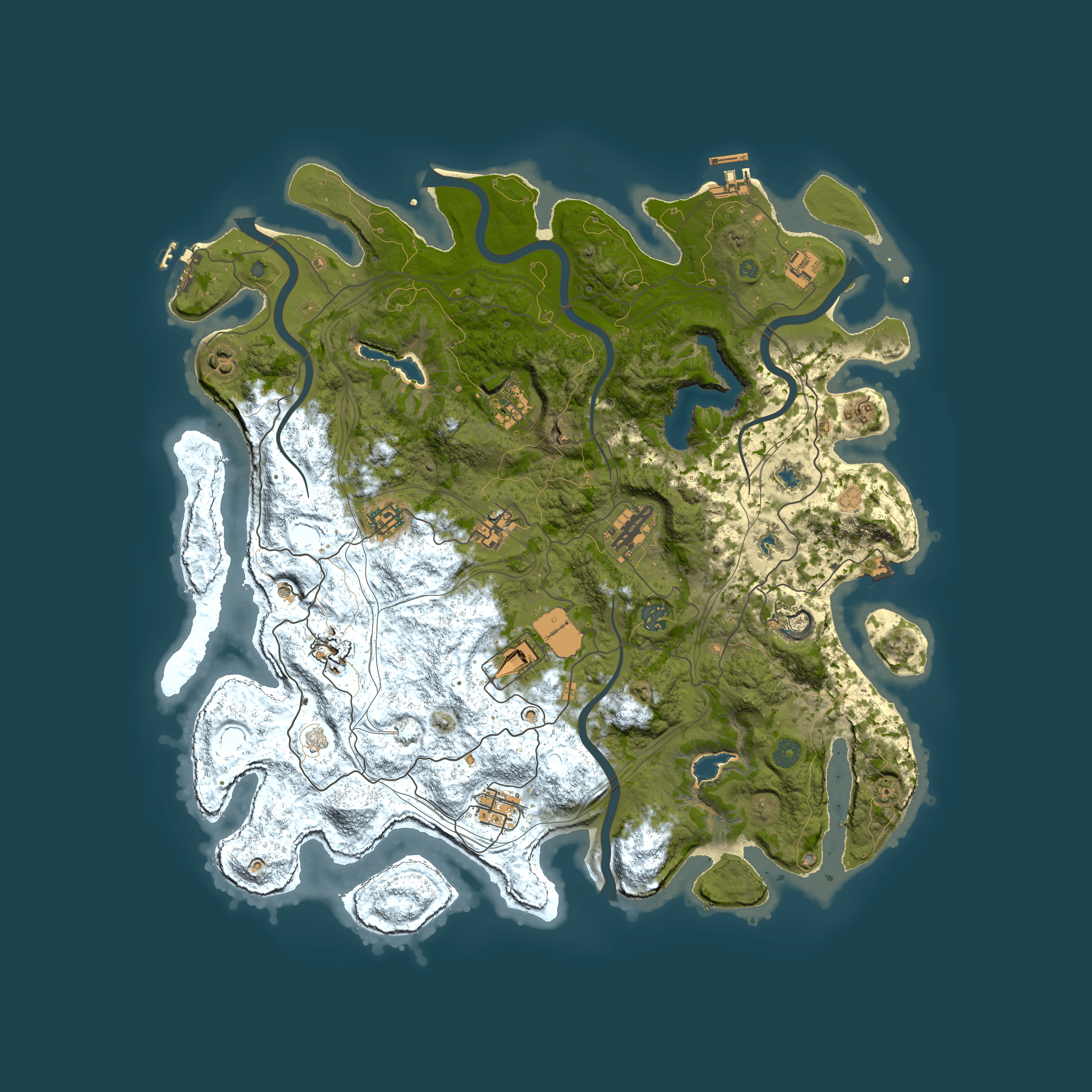 Full top-down render of Rust map seed 211387854, 4500x4500m