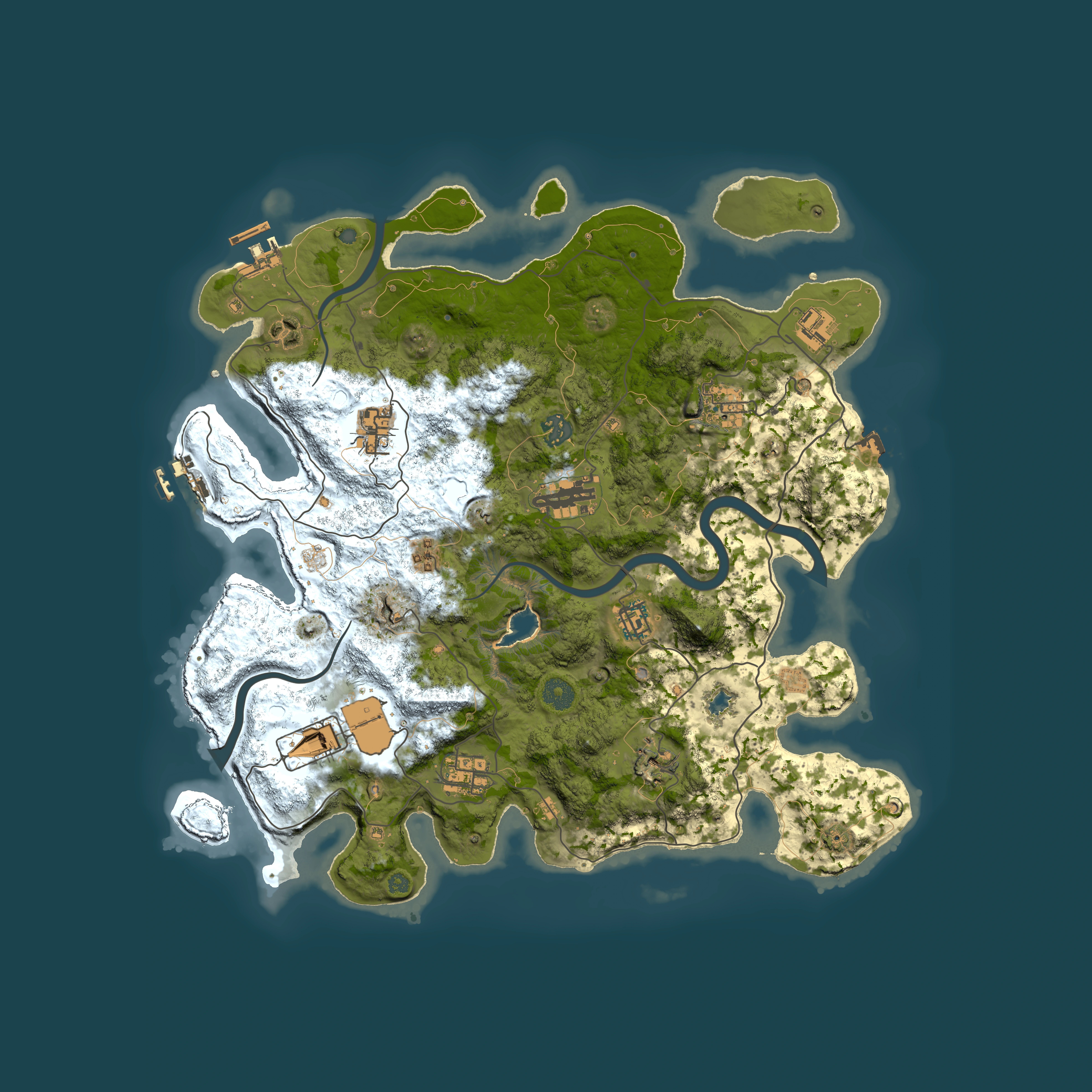 Full top-down render of Rust map seed 2048144132, 4000x4000m
