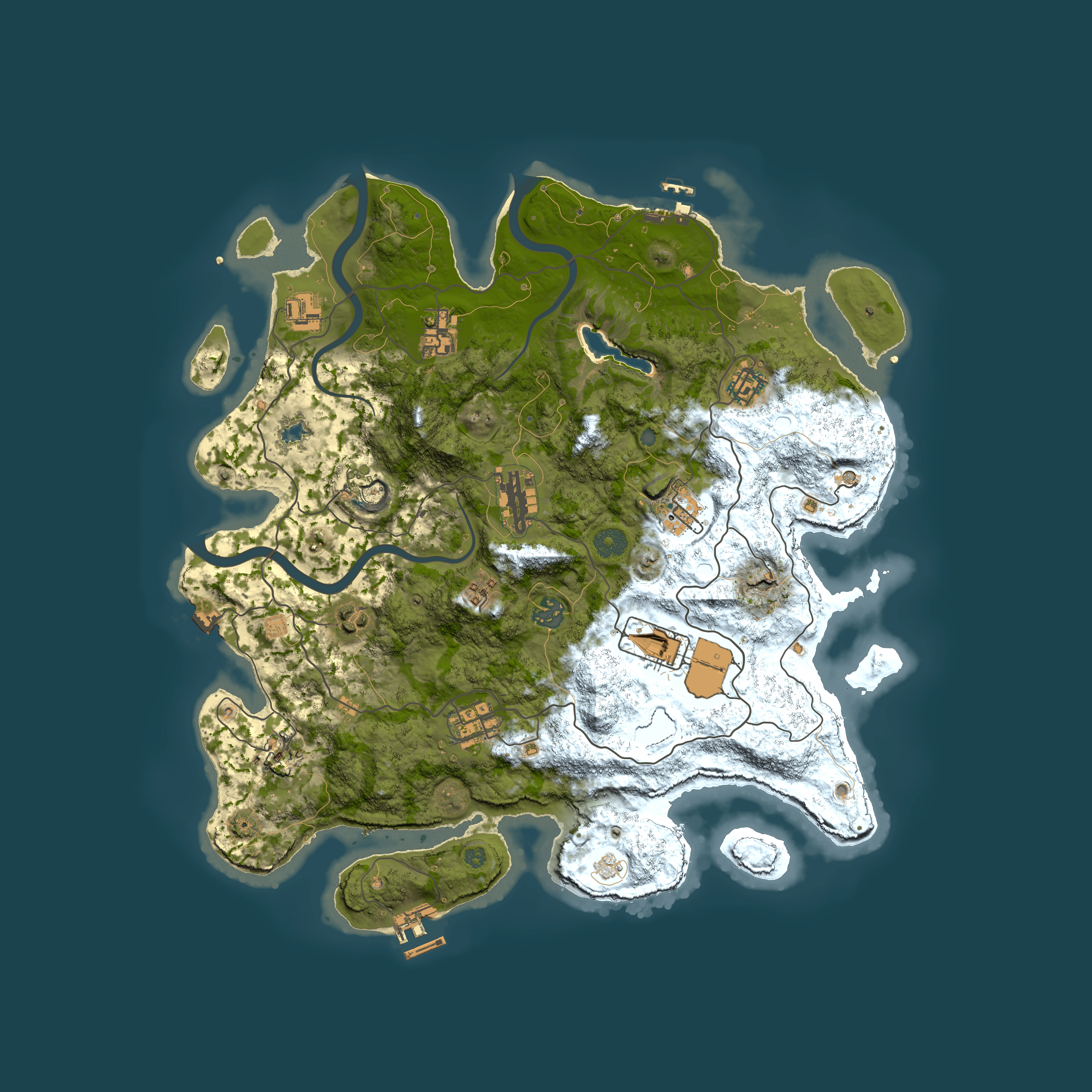 Full top-down render of Rust map seed 1281583883, 4000x4000m