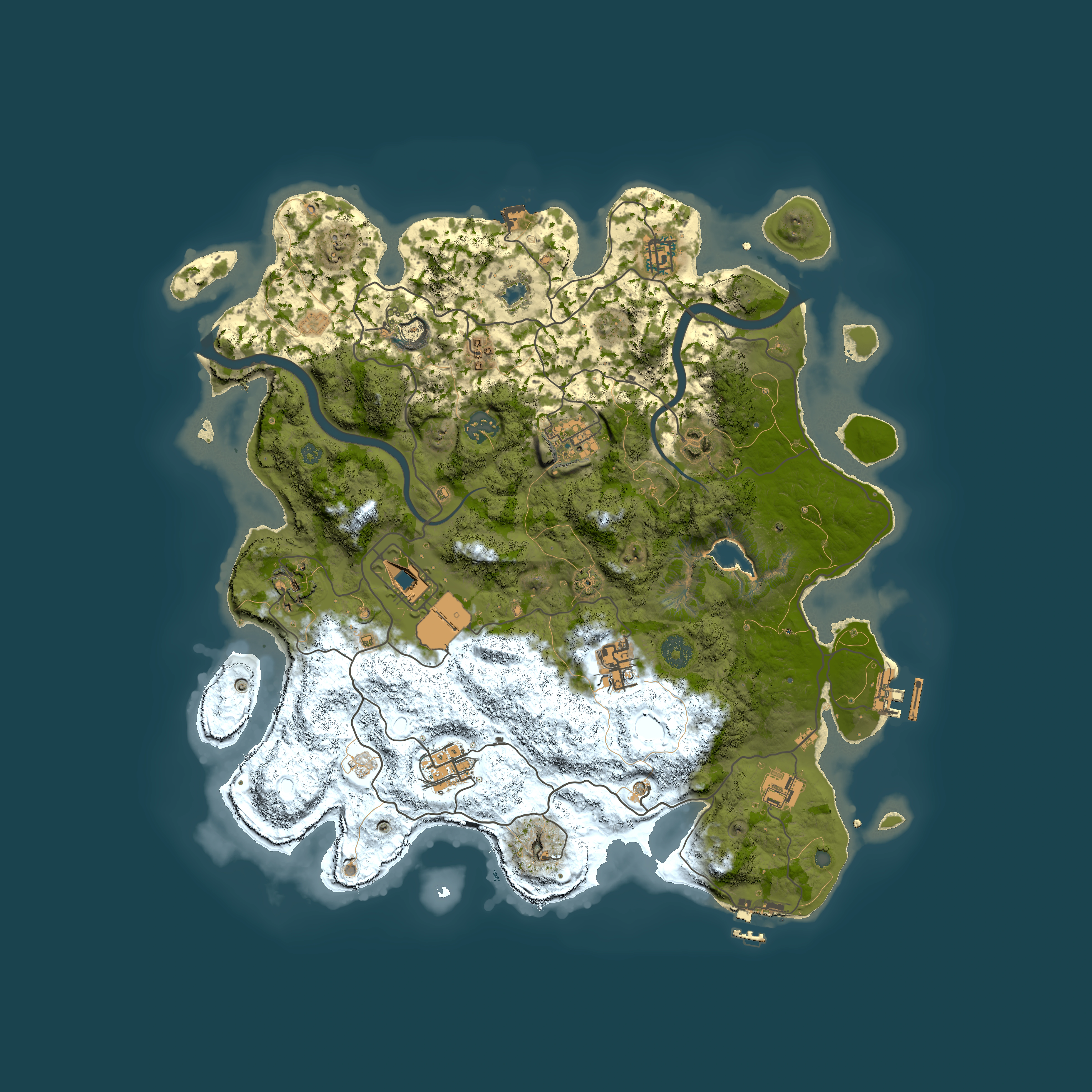 Full top-down render of Rust map seed 1816499732, 4000x4000m