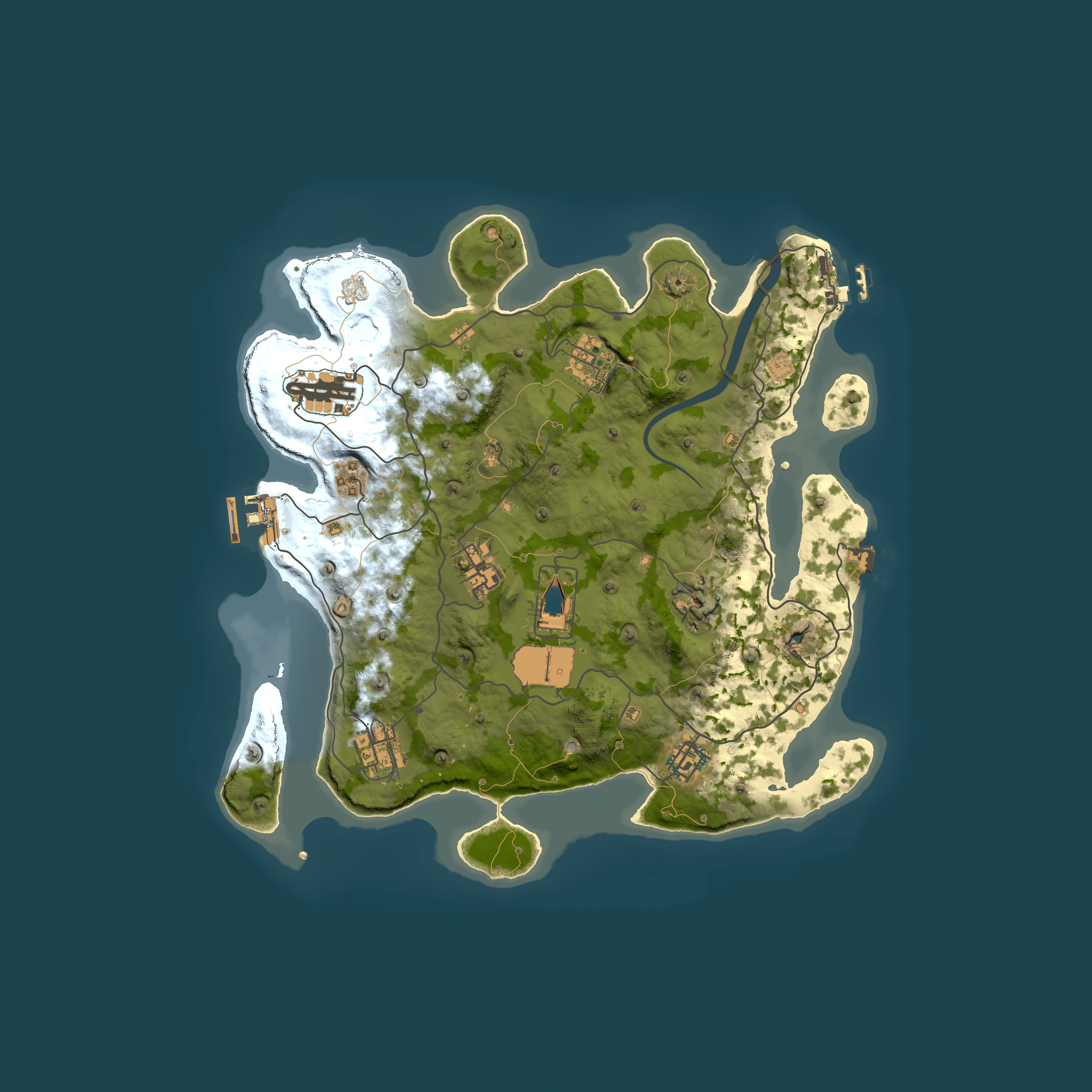 Full top-down render of Rust map seed 1337, 3350x3350m