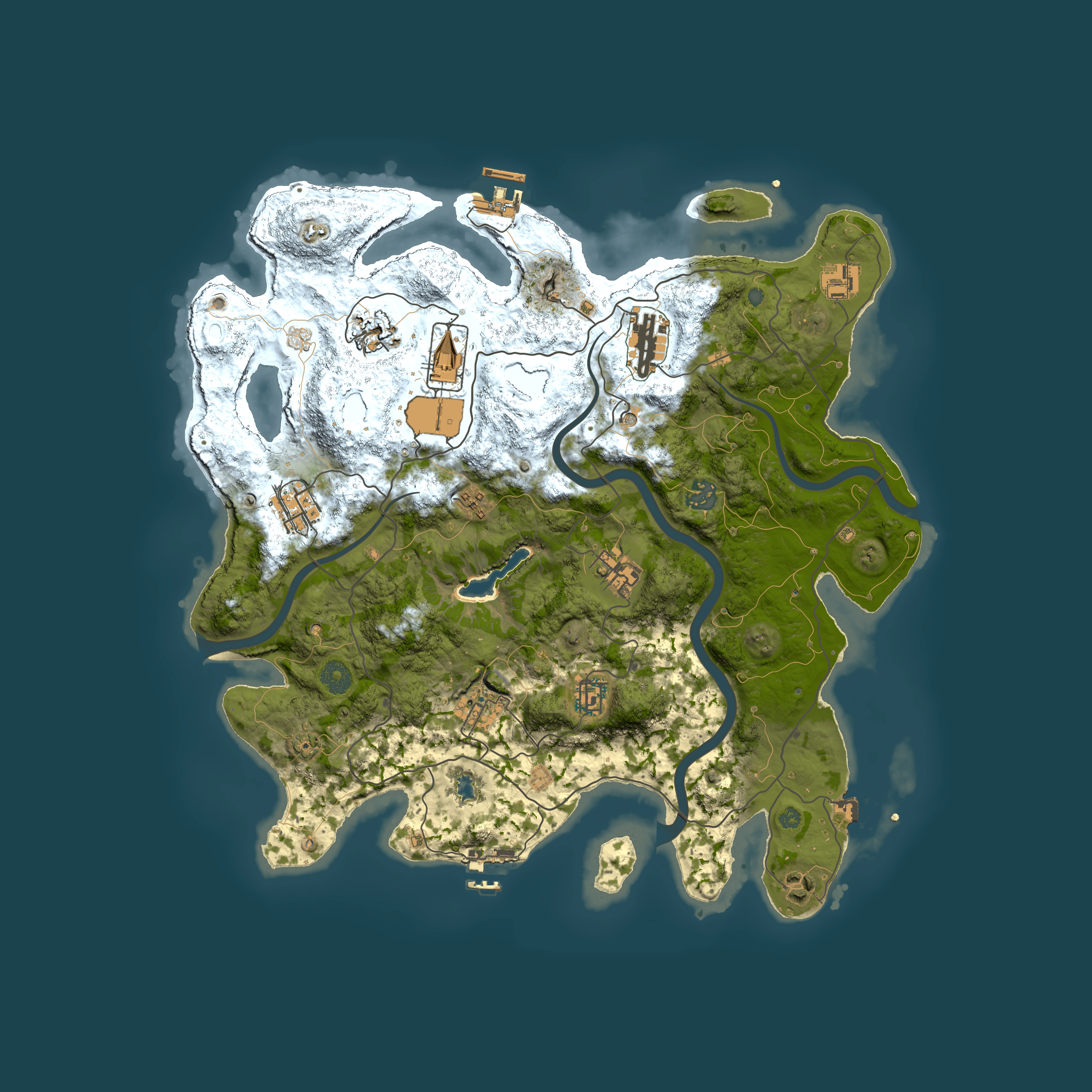 Full top-down render of Rust map seed 27386793, 4000x4000m
