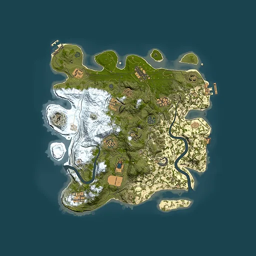 Rust map seed 0, 3500x3500m top-down preview