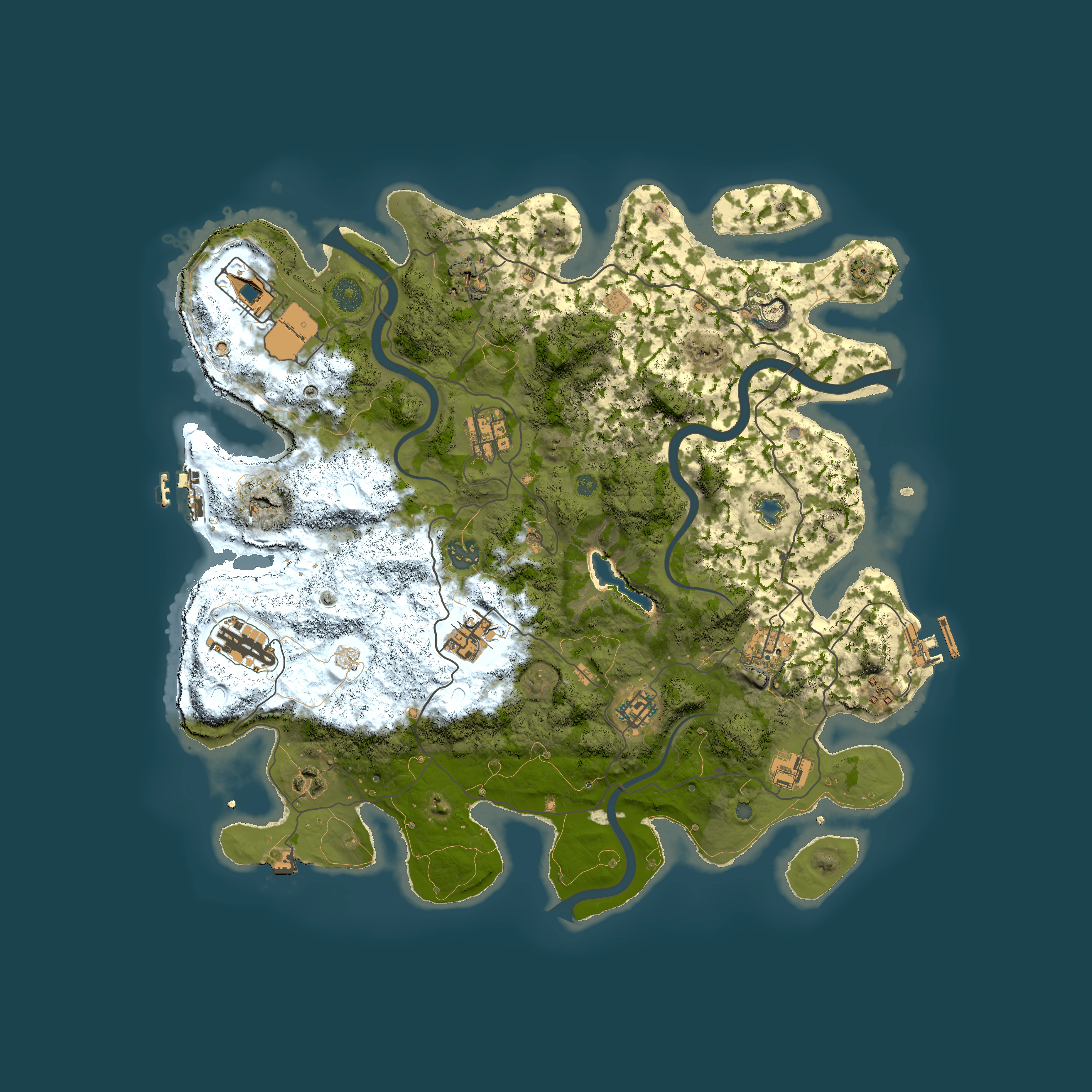 Full top-down render of Rust map seed 357279068, 4000x4000m