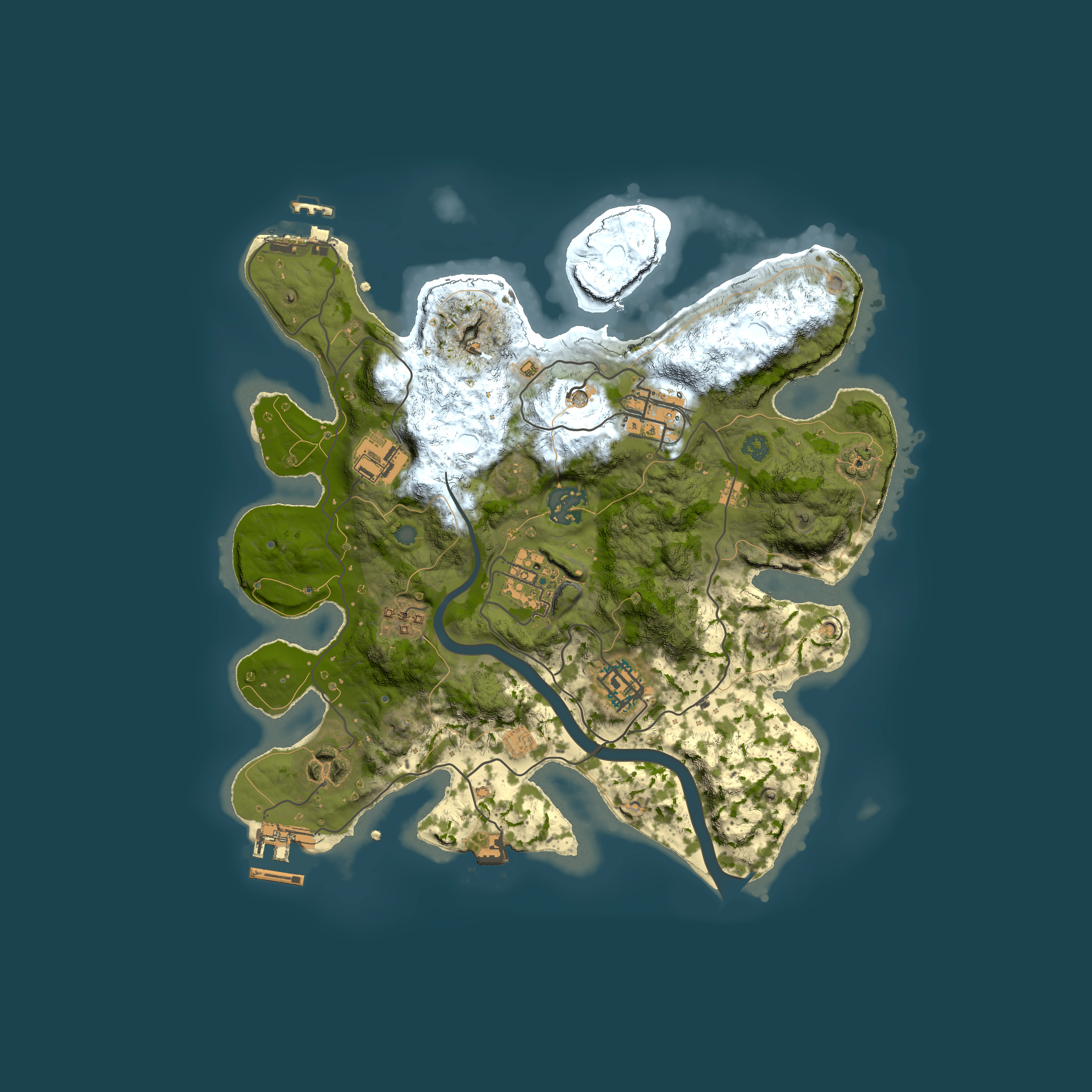 Full top-down render of Rust map seed 1700623800, 3000x3000m