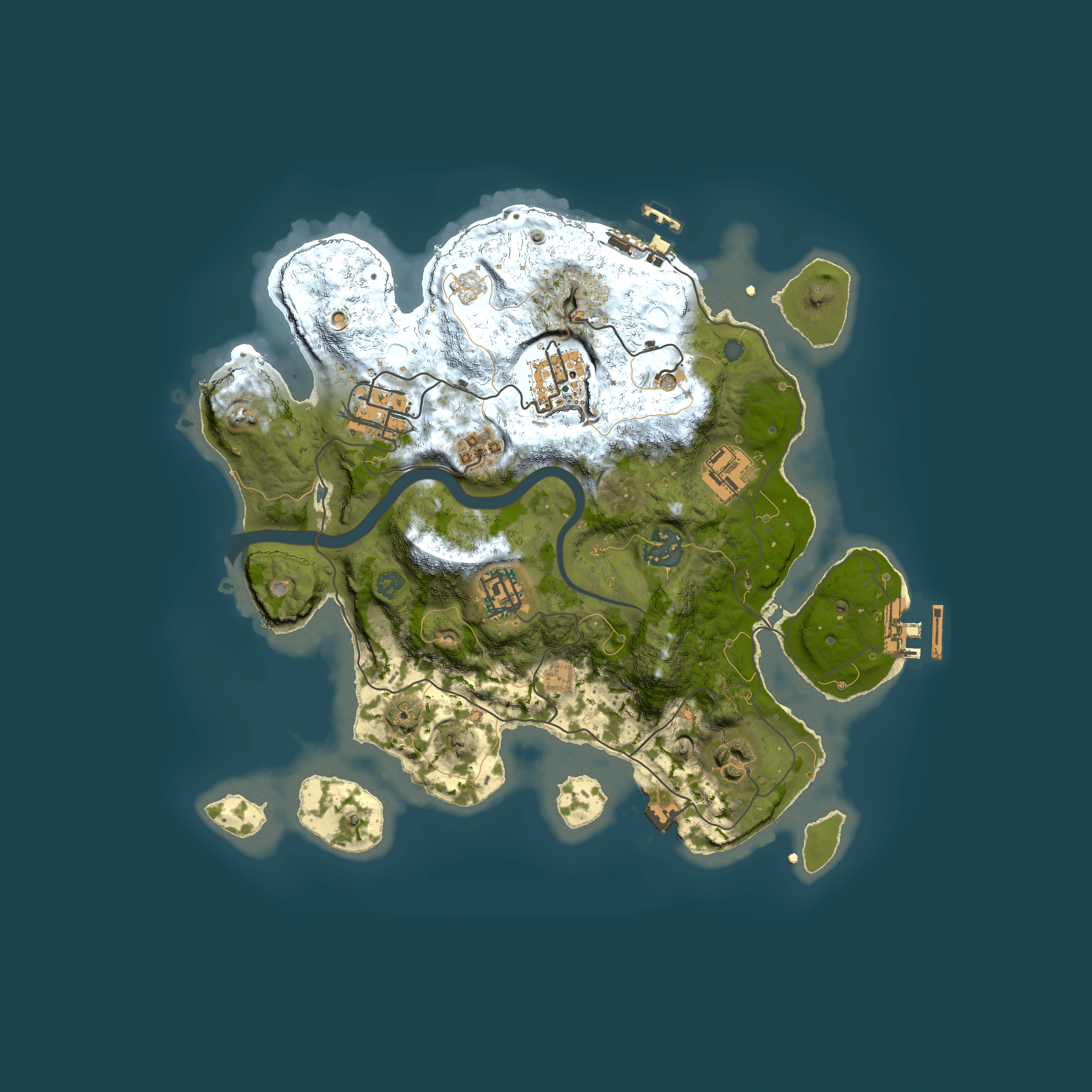 Full top-down render of Rust map seed 878862491, 3000x3000m