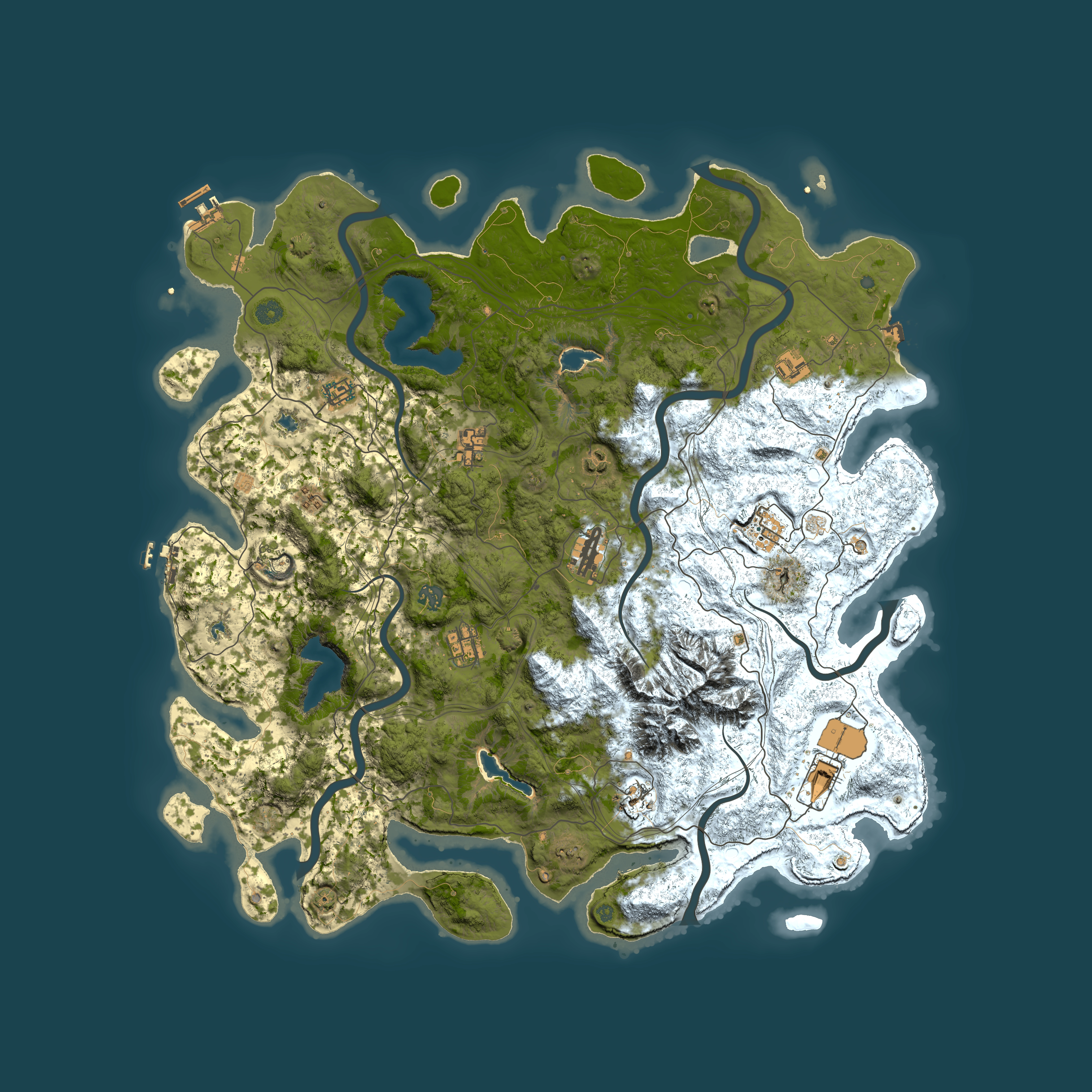 Full top-down render of Rust map seed 1997781025, 5000x5000m