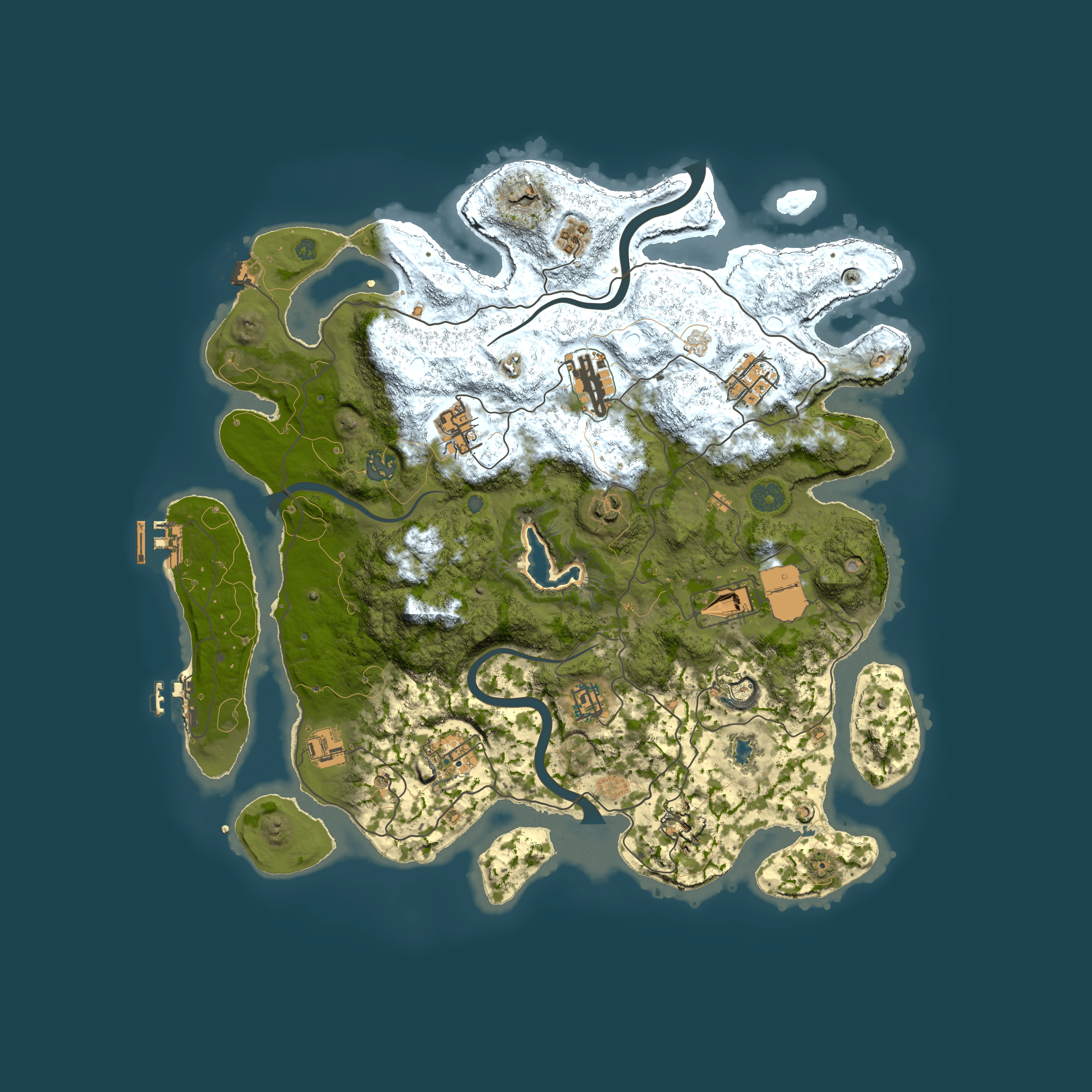 Full top-down render of Rust map seed 248681134, 4000x4000m