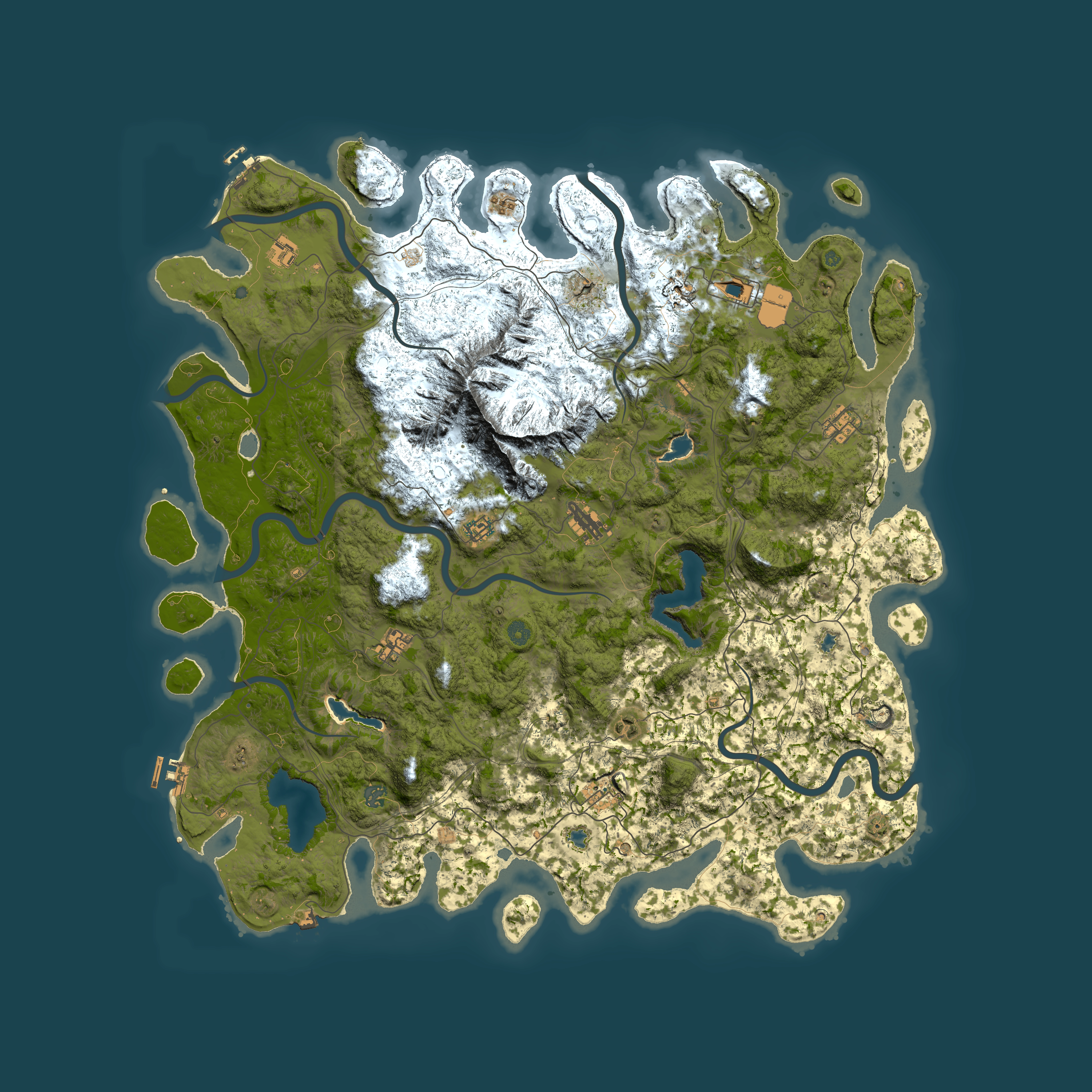 Full top-down render of Rust map seed 258361687, 5500x5500m