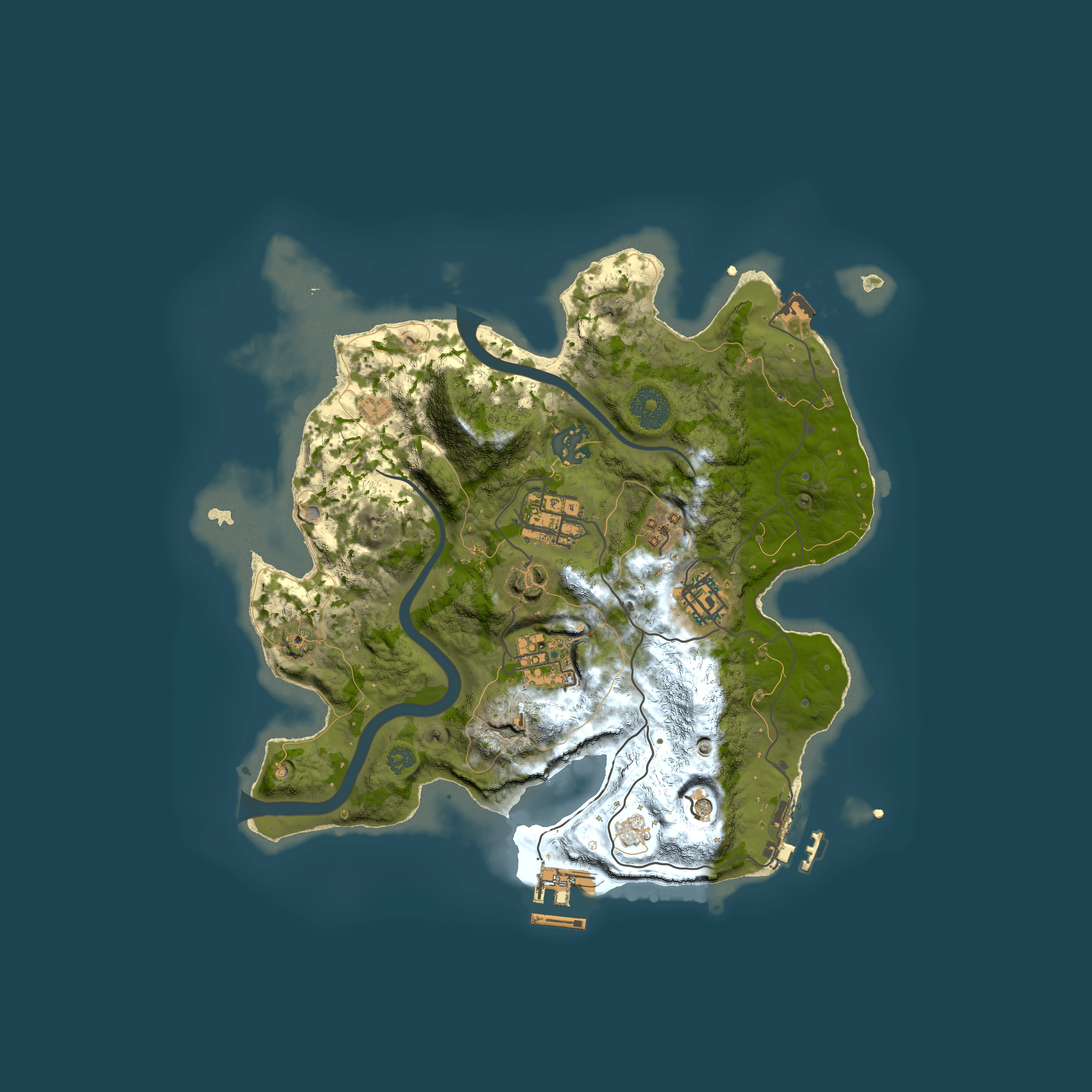 Full top-down render of Rust map seed 1615743573, 3000x3000m