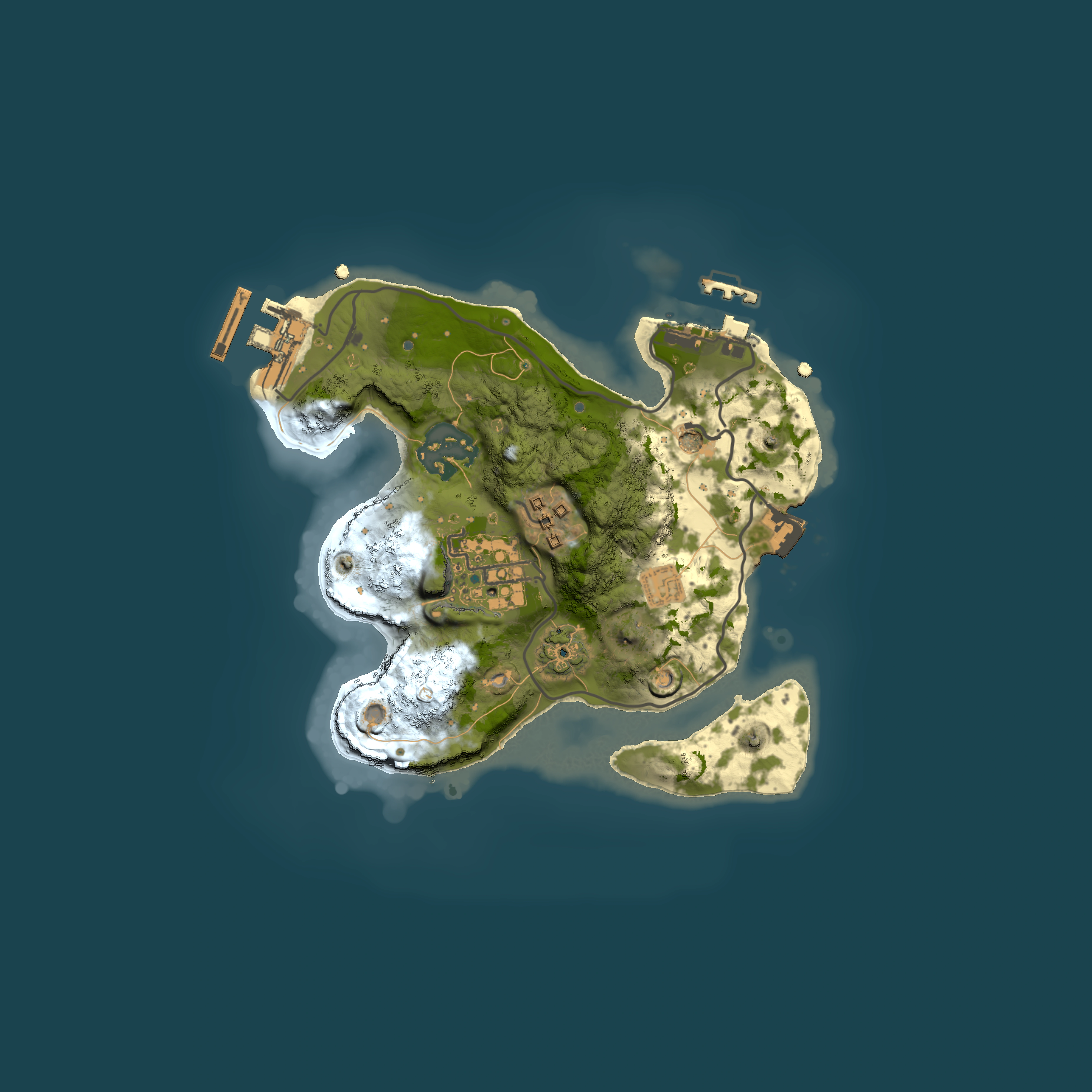 Full top-down render of Rust map seed 1461917872, 2000x2000m