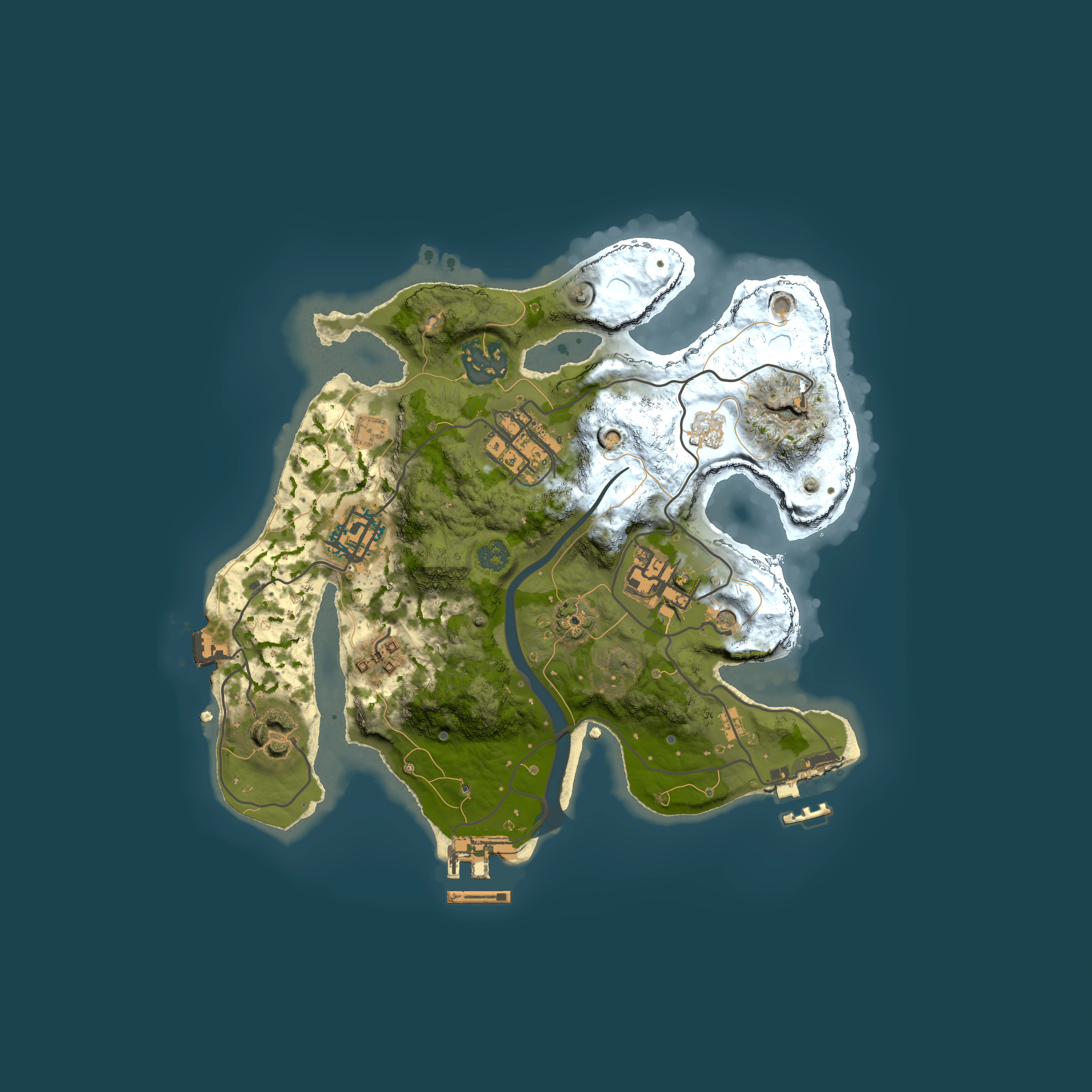 Full top-down render of Rust map seed 477605236, 2500x2500m