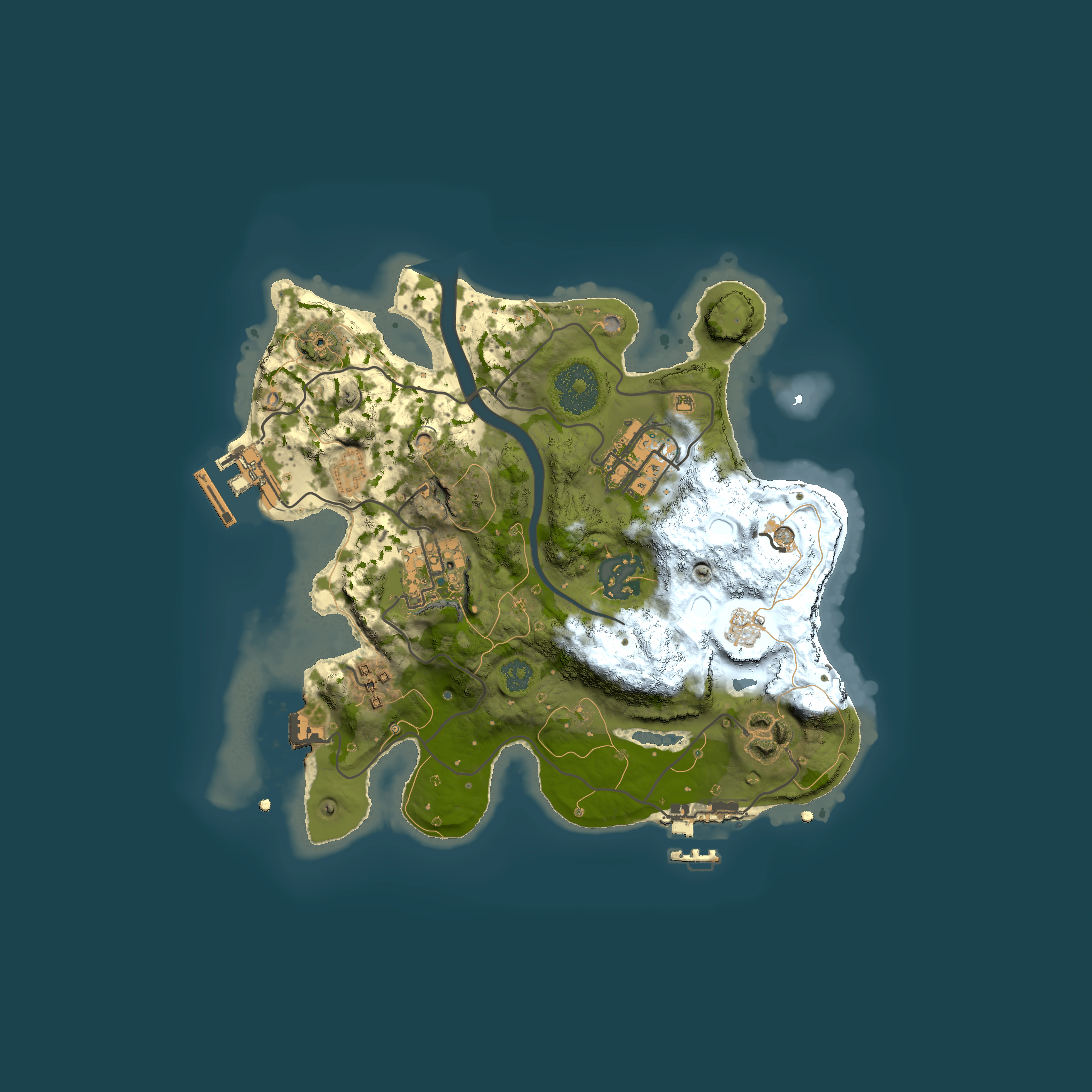 Full top-down render of Rust map seed 1703063233, 2500x2500m