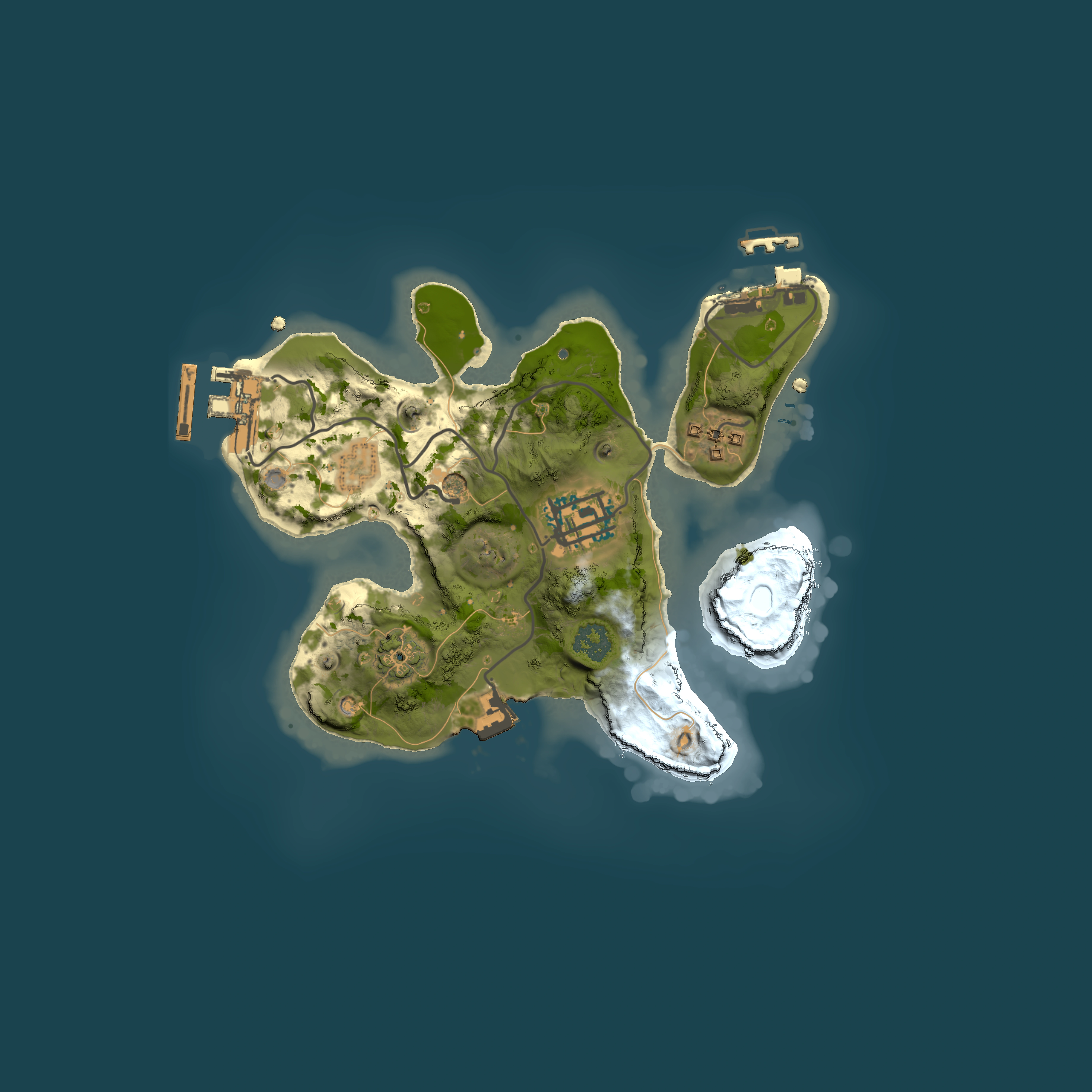 Full top-down render of Rust map seed 195206573, 2000x2000m