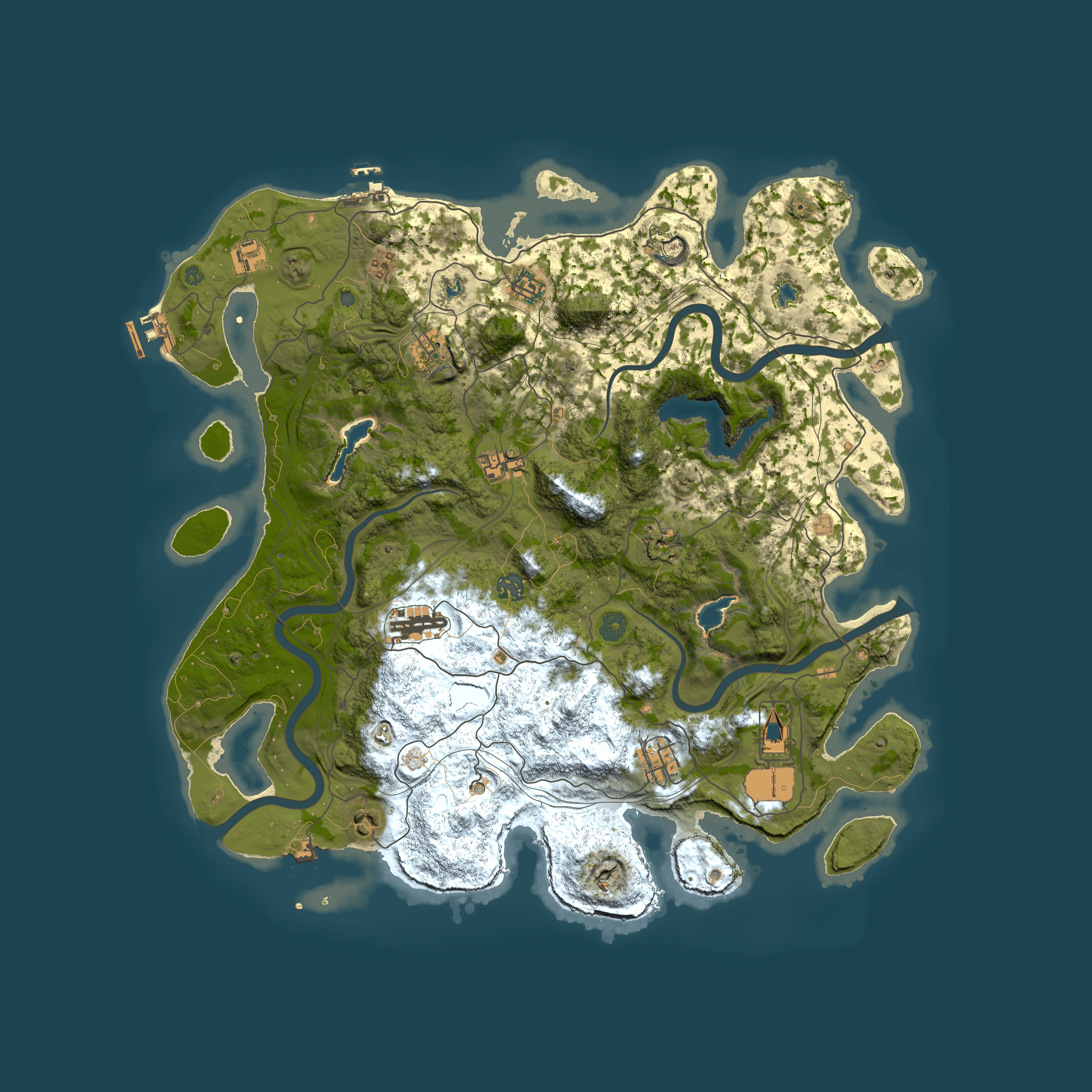 Full top-down render of Rust map seed 1221497030, 4500x4500m