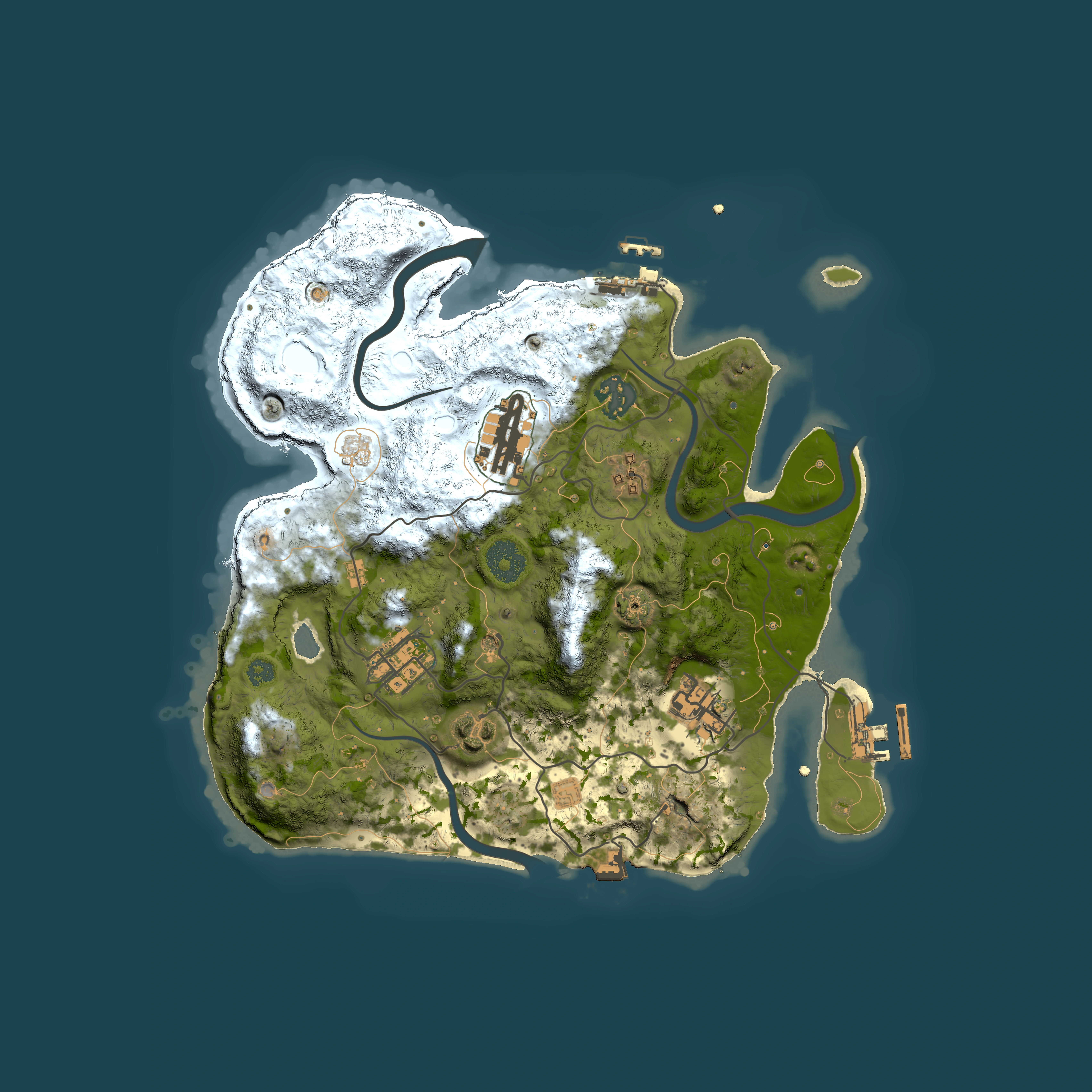 Full top-down render of Rust map seed 327322199, 3000x3000m