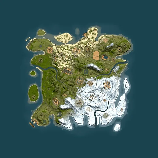 Rust map seed 42870197, 3500x3500m top-down preview