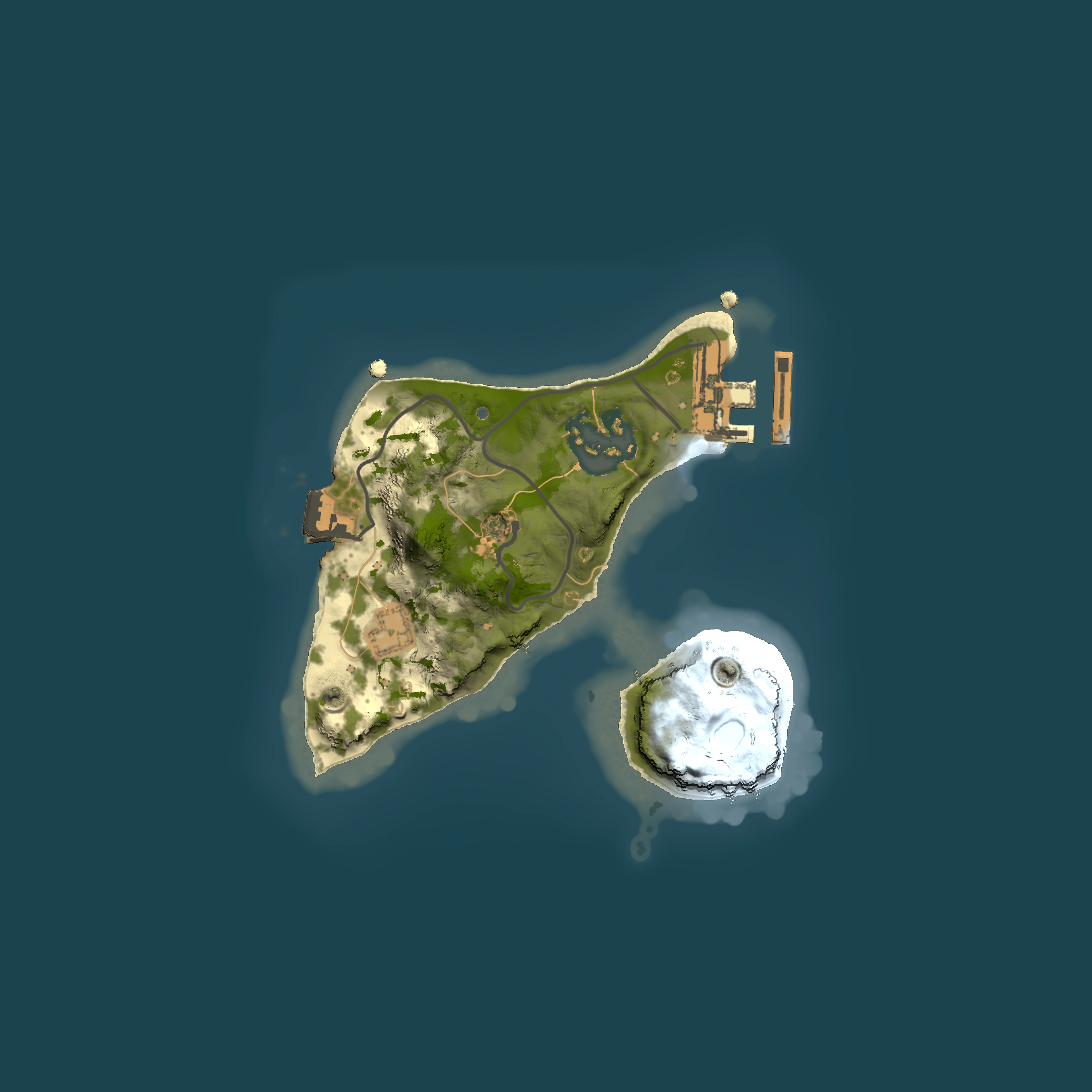 Full top-down render of Rust map seed 1454376642, 1500x1500m