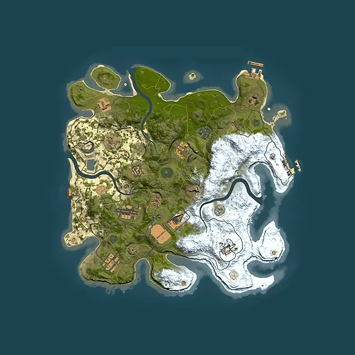 Rust map seed 1000264001, 3500x3500m top-down preview