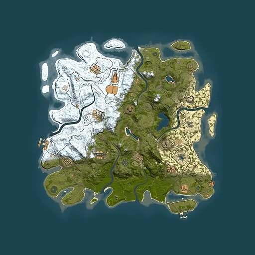 Rust map seed 910750975, 4500x4500m top-down preview