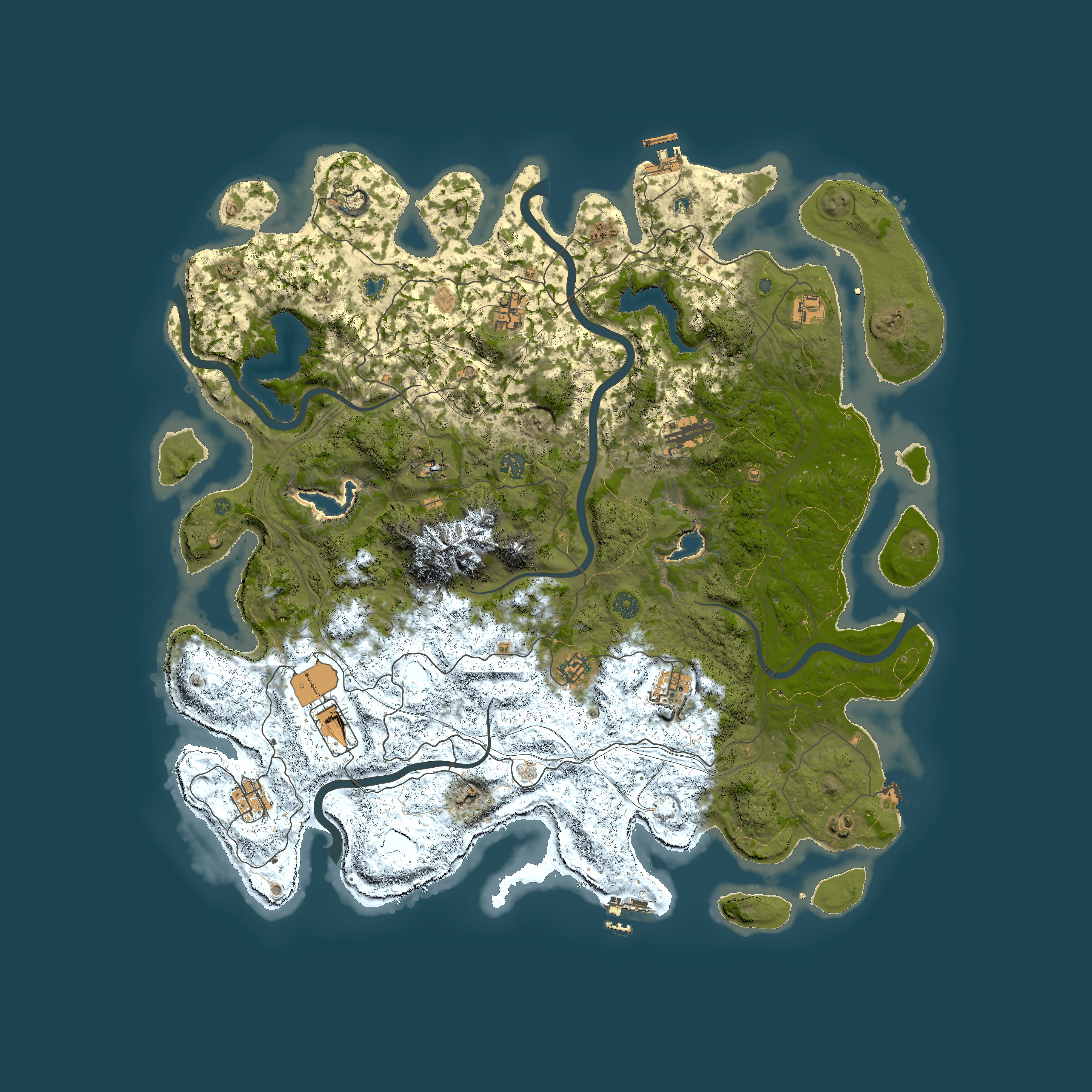 Full top-down render of Rust map seed 193342766, 5000x5000m
