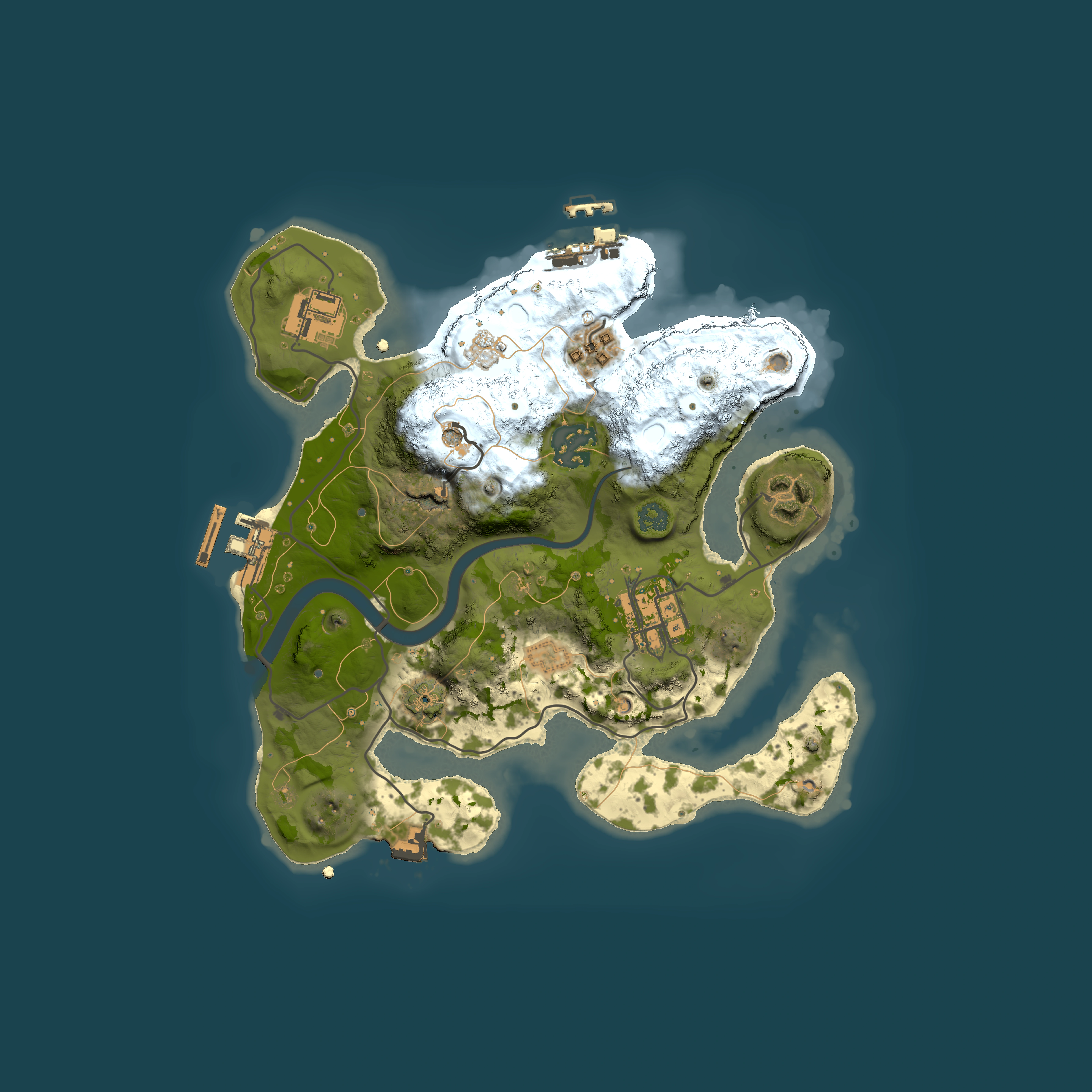 Full top-down render of Rust map seed 1214521927, 2500x2500m
